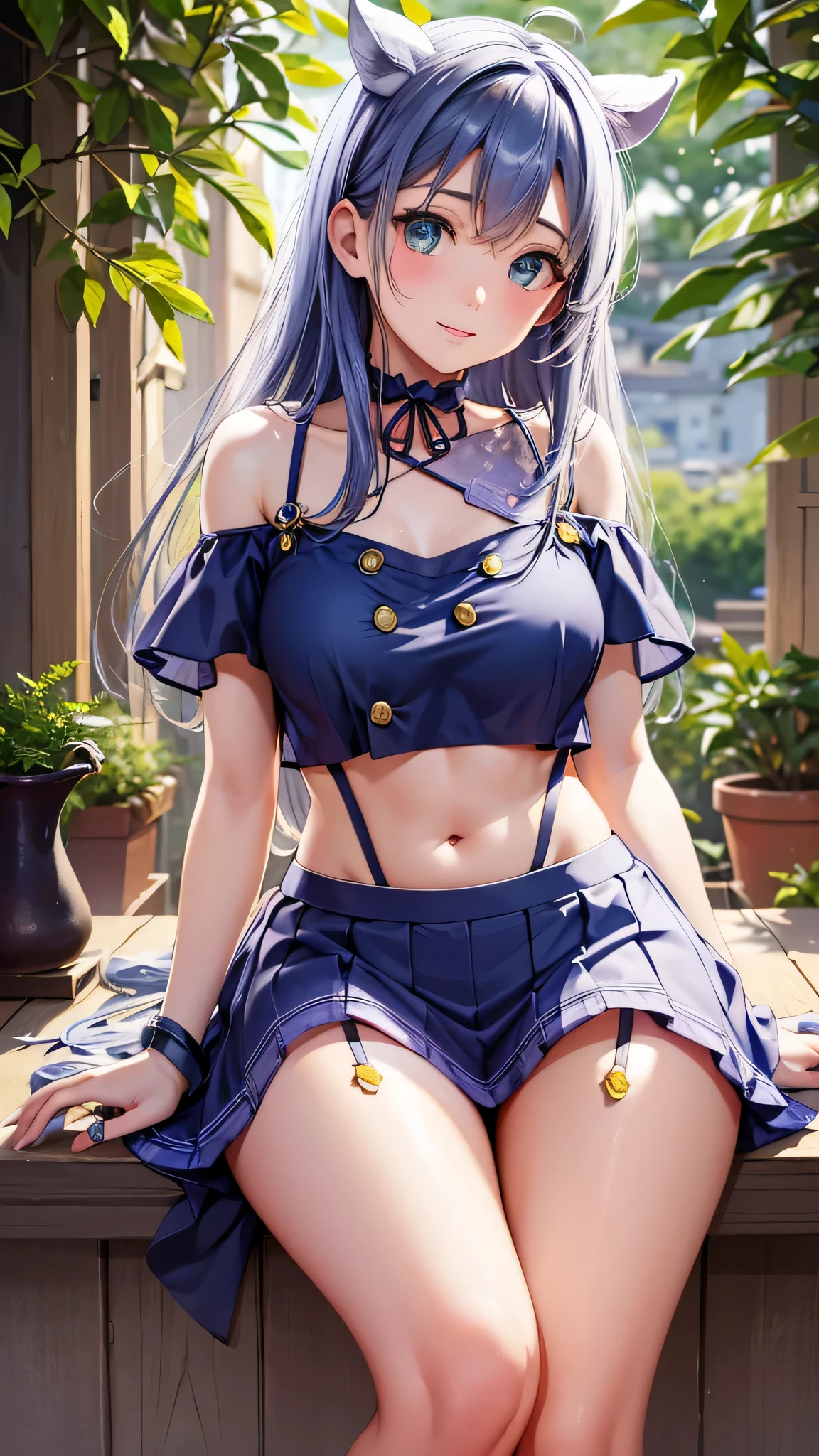 NSFW,(Natural finger shape:1.5),4K,masterpiece,((Focus on the face)),((Symmetrical facial features)),Eye for detailed depiction,Beautiful woman,Excellent style,Beautiful feet,(Small Ass,Thin thighs),(stockings,High heels),Detailed depiction of the face,Small earrings,Low angle photo,((Sleeveless,Blue plaid skirt)),Hide and seek in the park early in the morning,blue blonde,Close-up photo of the upper body,(Beautiful girl holding a mobile phone in her hand)