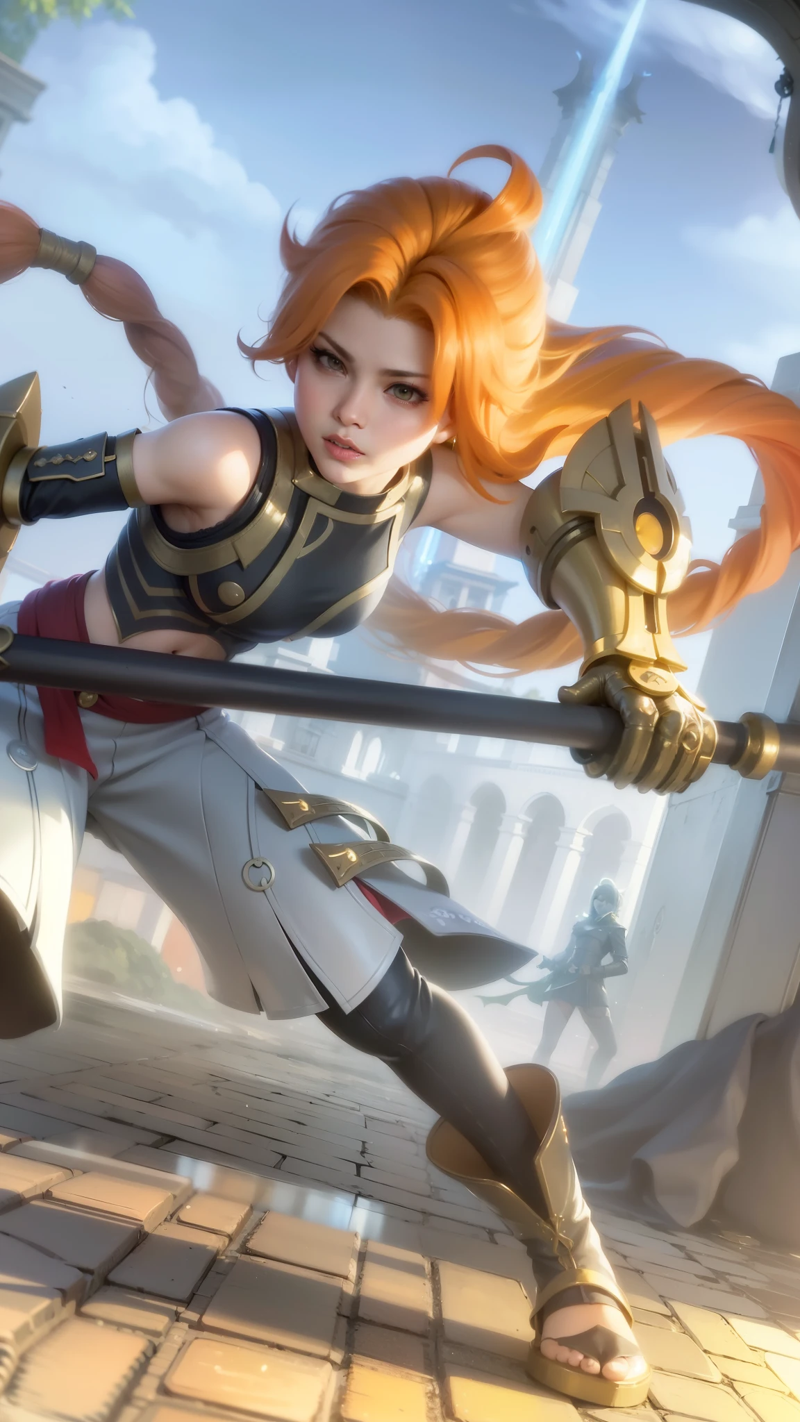 a close up of a woman wearing a red hood like a ruby wearing a patch over one eye, shadowbringers cinematic, 4 k detail fantasy, a beautiful fantasy empress, game cg, xianxia fantasy, xianxia hero, 2. 5 d cgi anime fantasy artwork, cinematic goddess close shot, ruan jia and artgerm, wow 4 k detail fantasy, hyperdetailed fantasy character.