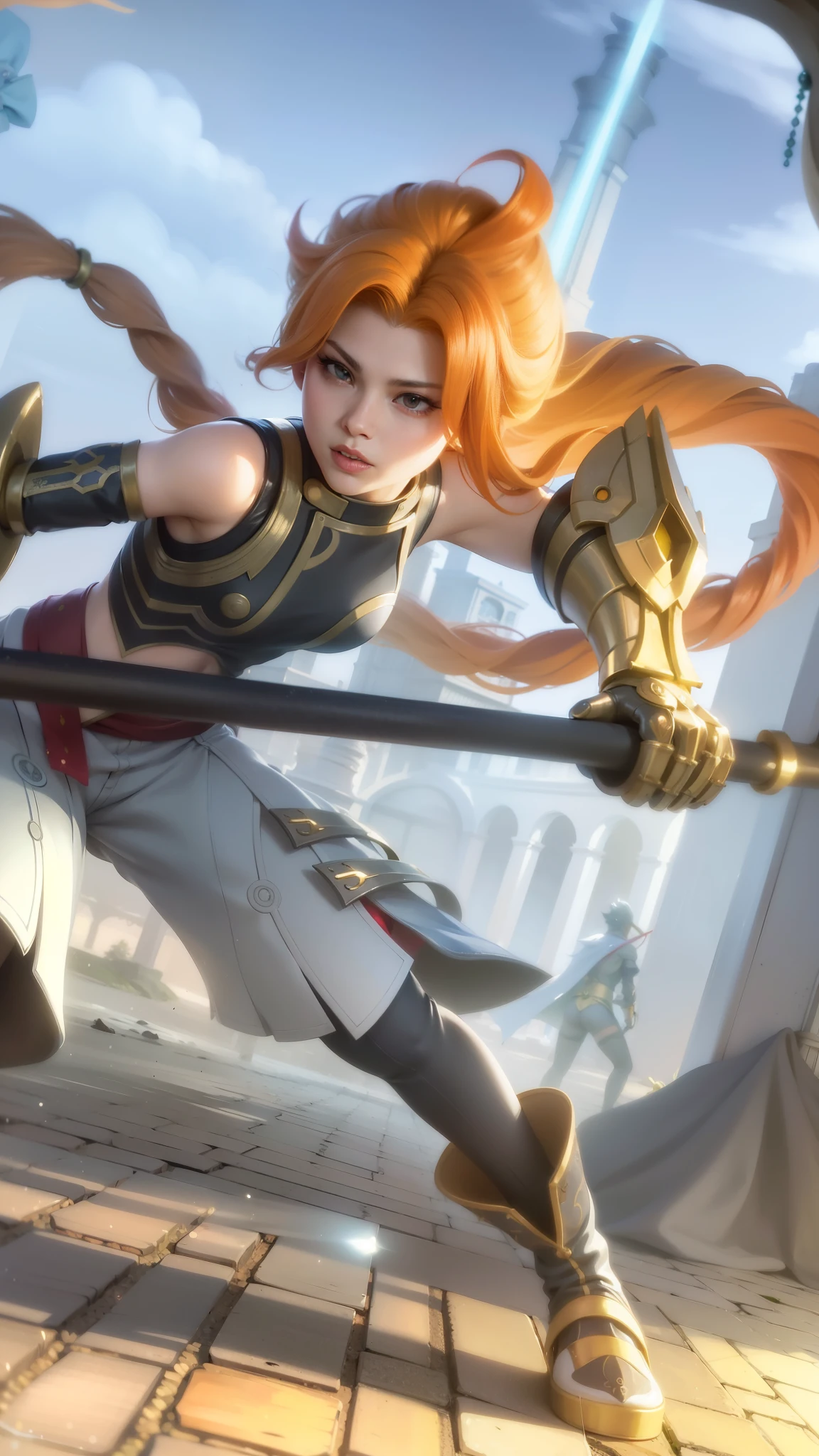 a close up of a woman wearing a red hood like a ruby wearing a patch over one eye, shadowbringers cinematic, 4 k detail fantasy, a beautiful fantasy empress, game cg, xianxia fantasy, xianxia hero, 2. 5 d cgi anime fantasy artwork, cinematic goddess close shot, ruan jia and artgerm, wow 4 k detail fantasy, hyperdetailed fantasy character.