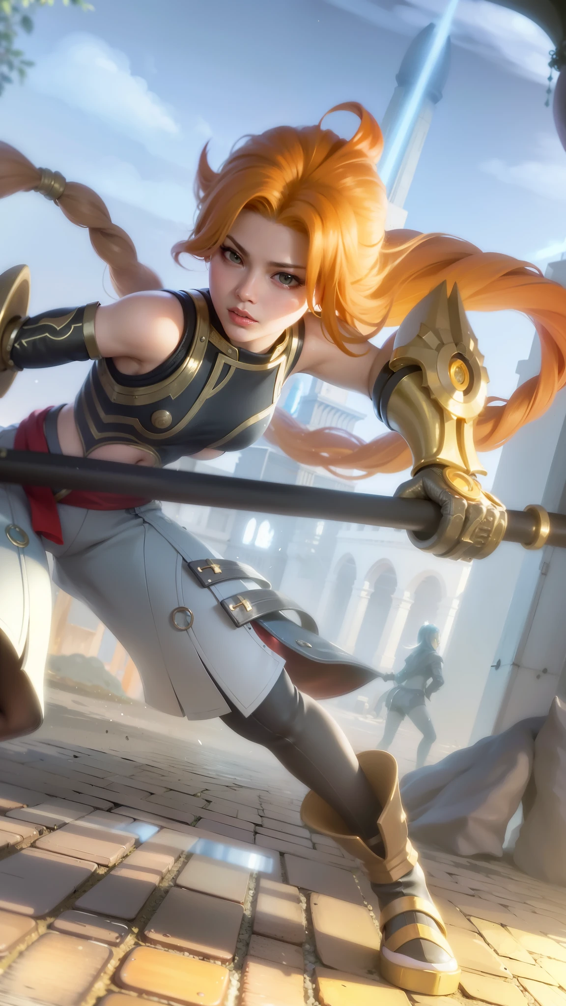 a close up of a woman wearing a red hood like a ruby ​​wearing a patch over one eye, shadowbringers cinematic, 4 k detail fantasy, a beautiful fantasy empress, game cg, xianxia fantasy, xianxia hero, 2. 5 d cgi anime fantasy artwork, cinematic goddess close shot, ruan jia and artgerm, wow 4 k detail fantasy, hyperdetailed fantasy character.
