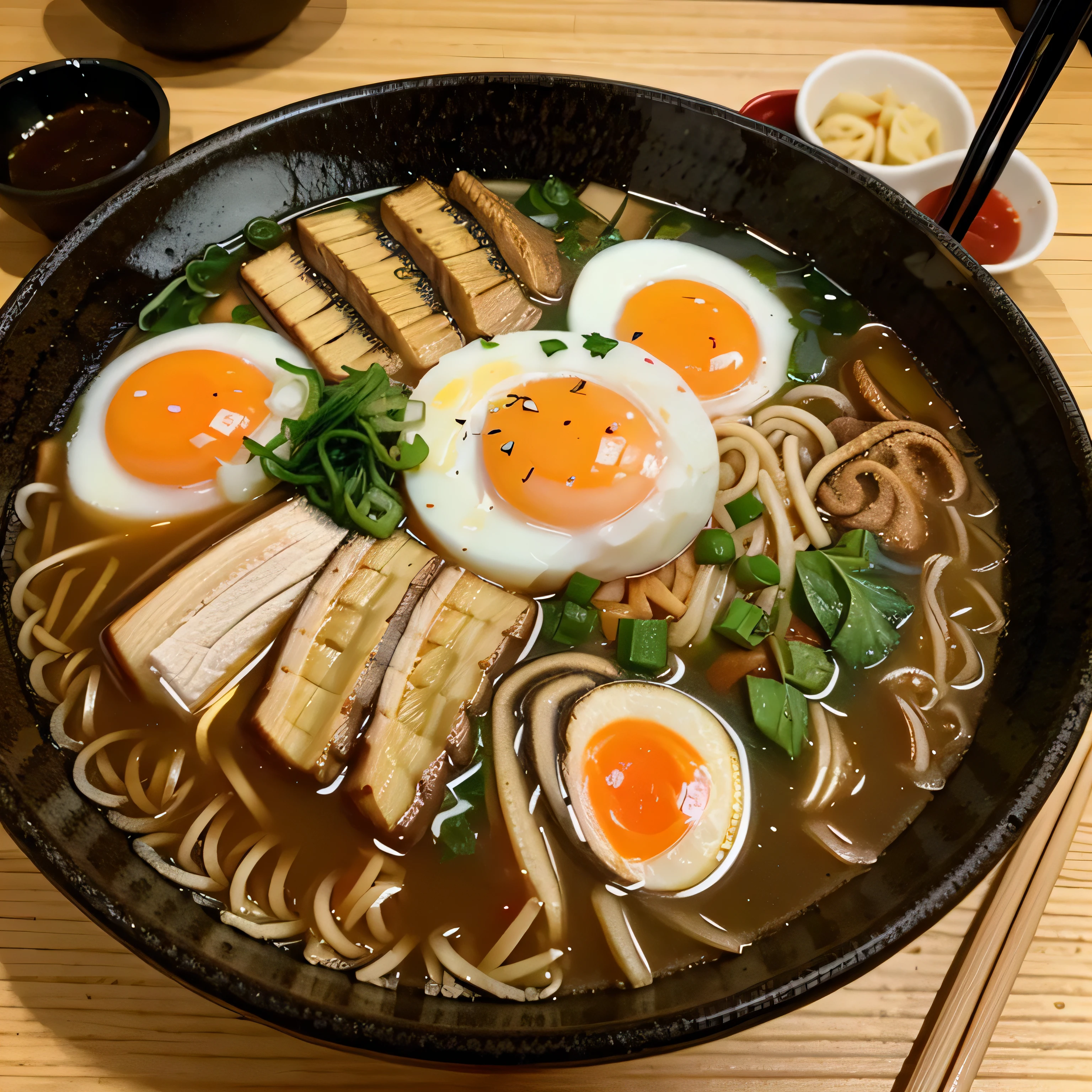 japanese ramen, chopsticks, egg, steam,