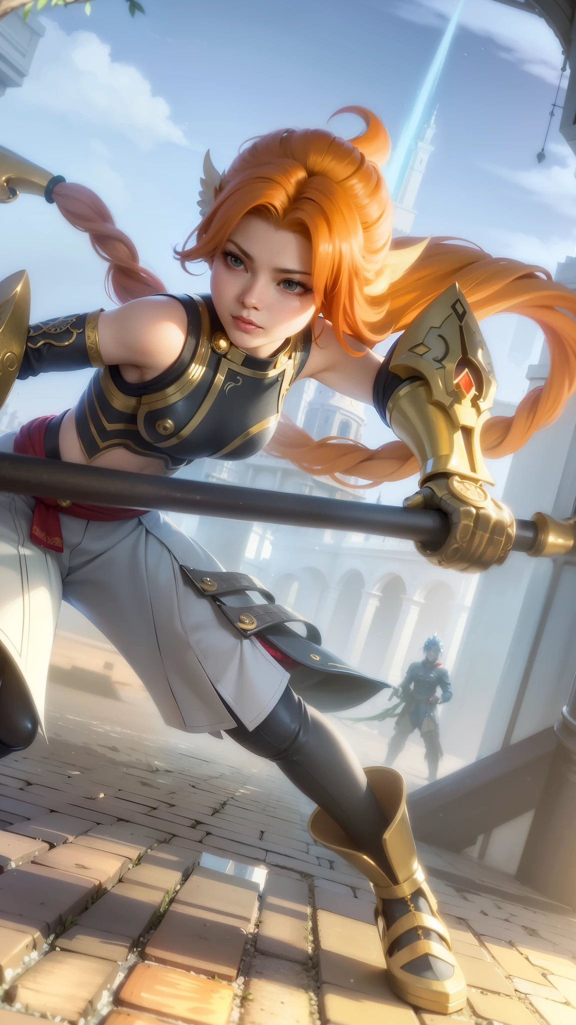 a close up of a woman wearing a red hood like a ruby ​​wearing a patch over one eye, shadowbringers cinematic, 4 k detail fantasy, a beautiful fantasy empress, game cg, xianxia fantasy, xianxia hero, 2. 5 d cgi anime fantasy artwork, cinematic goddess close shot, ruan jia and artgerm, wow 4 k detail fantasy, hyperdetailed fantasy character.