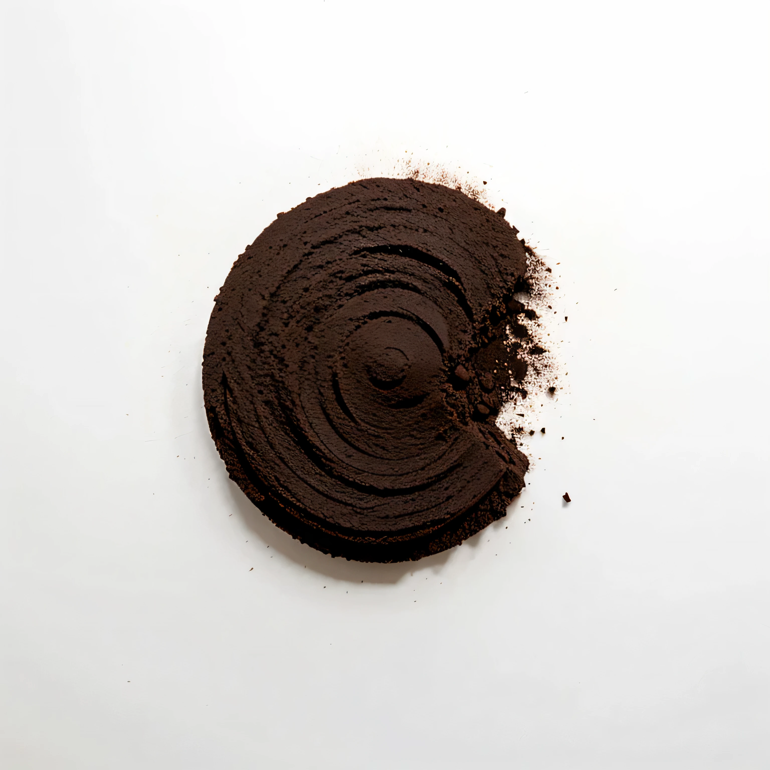 Pile chopped, milled chocolate isolated on white, top view