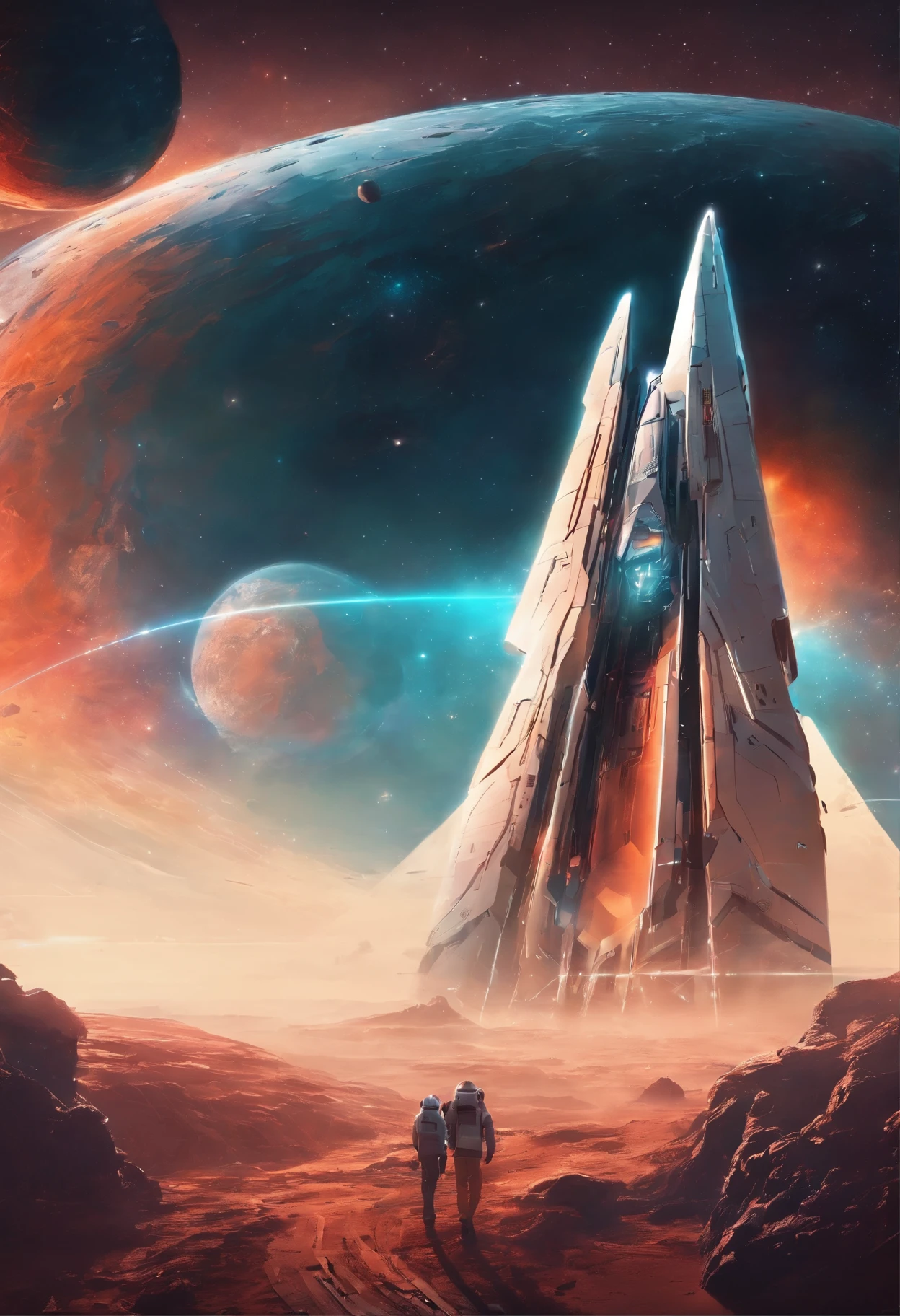 Triangular spaceship in space