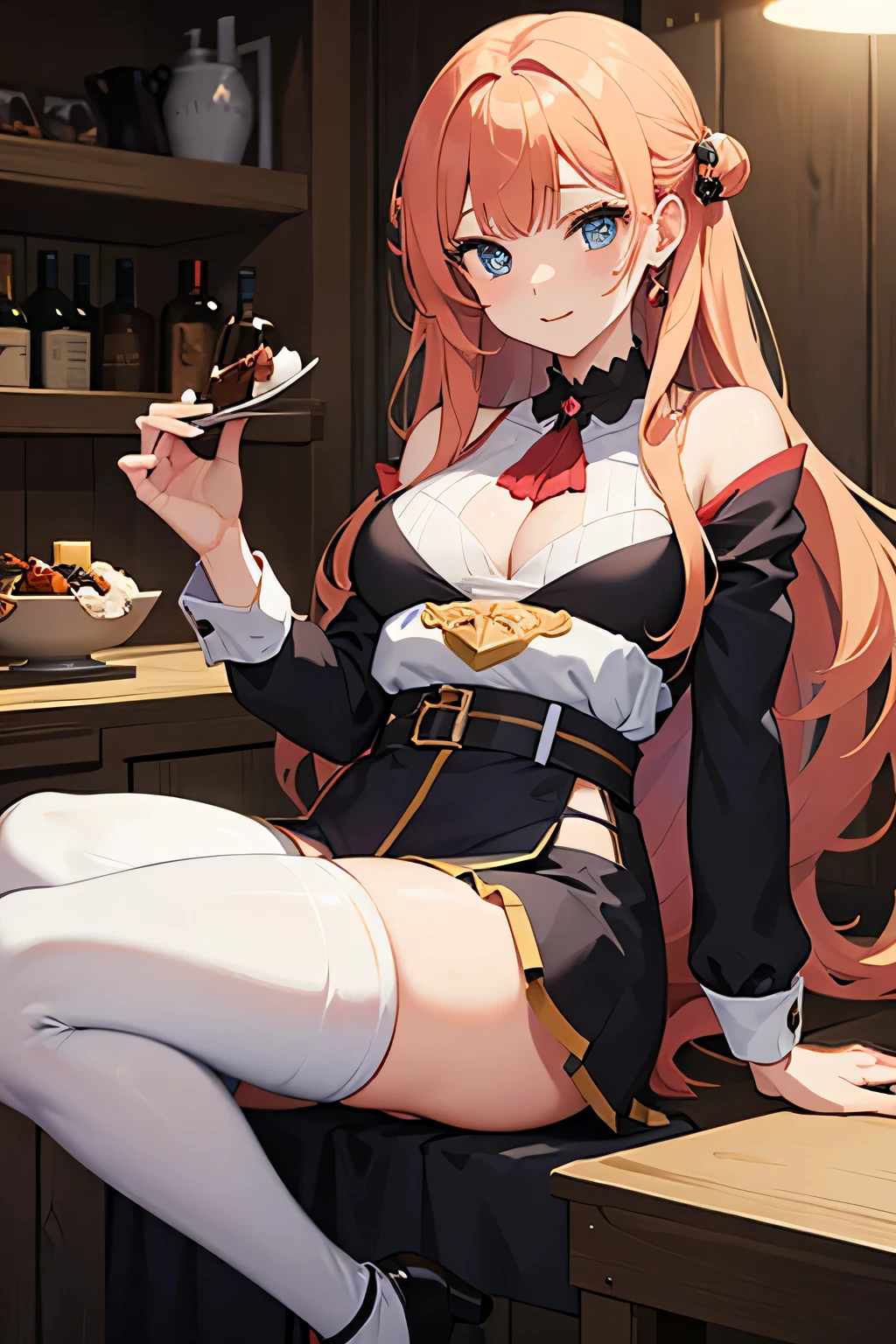 Anime woman hold a pudding