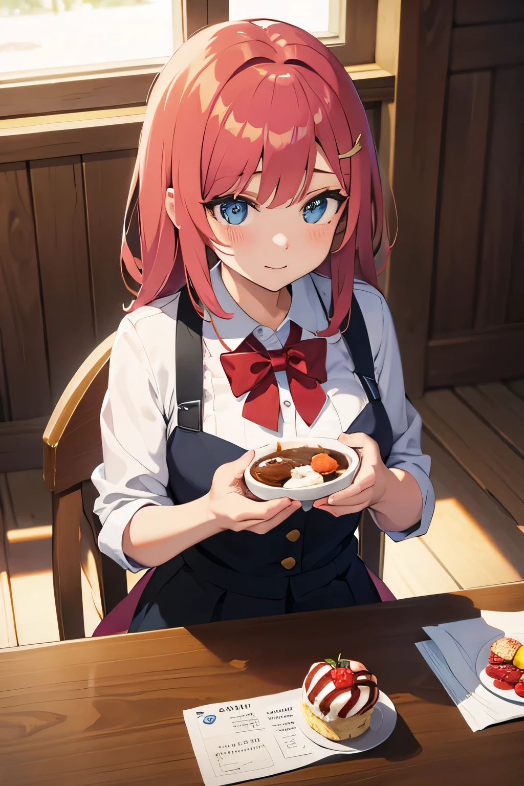 Anime girl hold a pudding