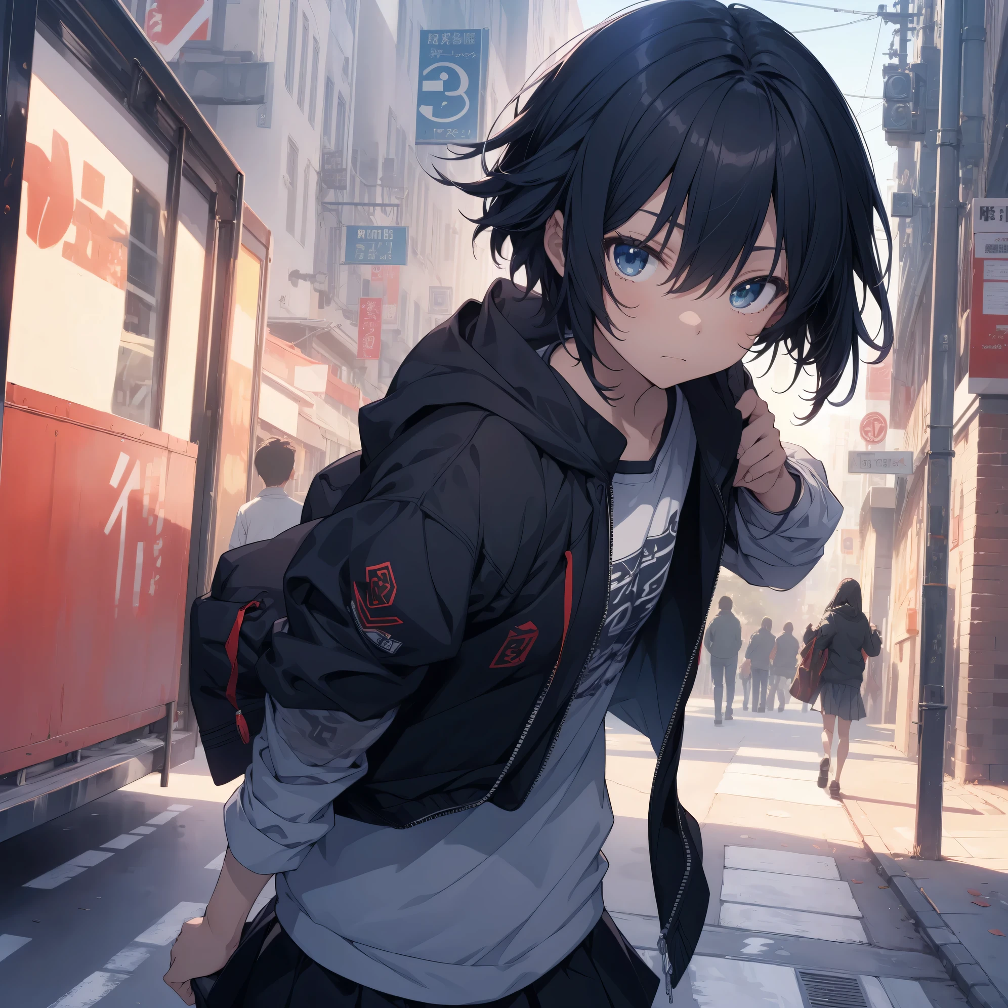 Super high quality by the art god, super detailed, High resolution, Shinkai Makoto style, anime moe art style, best anime 8K konachan wallpaper, pixiv contest winner, perfect anatomy, break,(眠そうにalone学校へ行く女の子を描いてください. ),break, 1 girl, (alone,little woman, lolita, , 13 years old:1.3),All limbs, full finger,, androgynous charm, (very short hair), flat chest, Because I'm slender, small ass, between legs, Small black eyes, beautiful and fine eyes, Well-proportioned iris and pupils, expressive eyes,disgusted eyes, High resolutionの詳細な髪, wearing school uniform, (skirt),(detailed lighting), (detailed background), On the way to school. break,super dense skin, Best lighting by famous artists, 8K, figure,UHD, rough skin