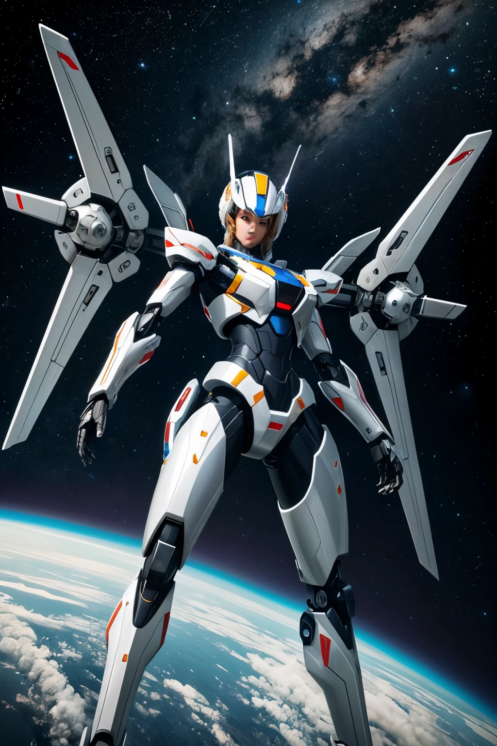 Masterpiece, Female Mecha Robots in front of space ships,