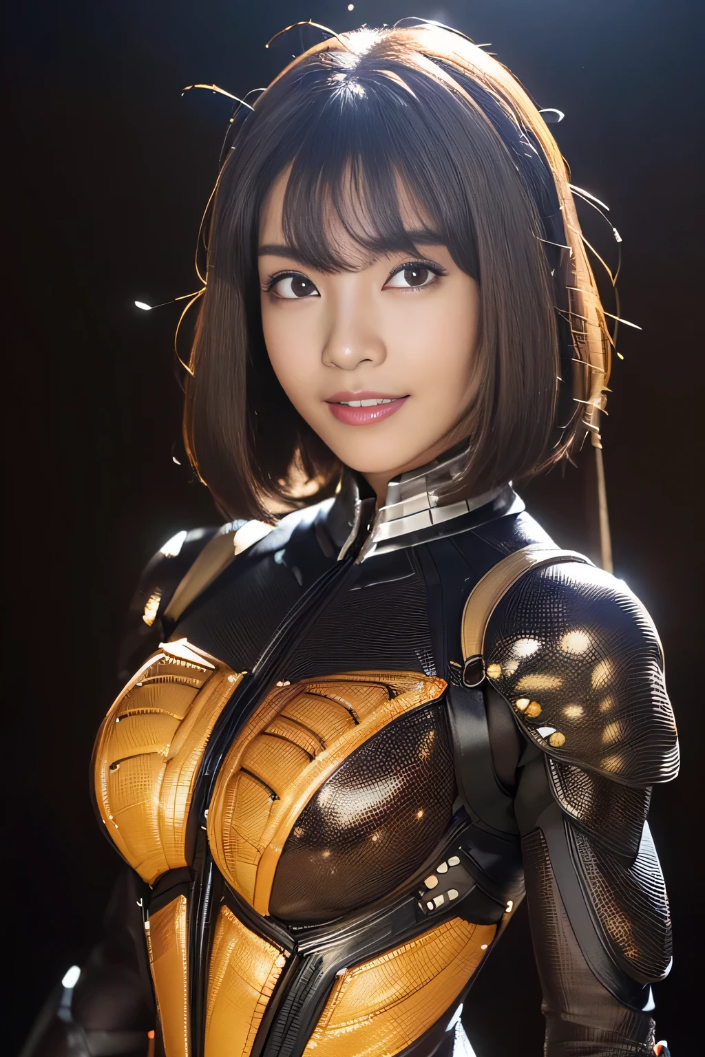 (High resolution,masterpiece,highest quality,Very detailed CG, anime, official art:1.4), realistic, photograph, amazing detail, all complicated, luster and luster,great many layers, 8k wallpaper, 3D, sketch, cute, figure,( alone:1.4), perfect female proportions,villain&#39;s daughter, (Fusion of dark brown cockroach and lady:1.4), (brown cockroach form lady:1.2), (brown cockroach woman:1.2), (Fusion:1.2), (alone:1.4), (evil smile:1.2), muscular, abs, (Cockroach brown exoskeleton bio insect suit:1.4), (Cockroach brown exoskeleton bio insect armor:1.2), (brown transparent cockroach feathers:1.4), (brown cockroach antenna:1.3),