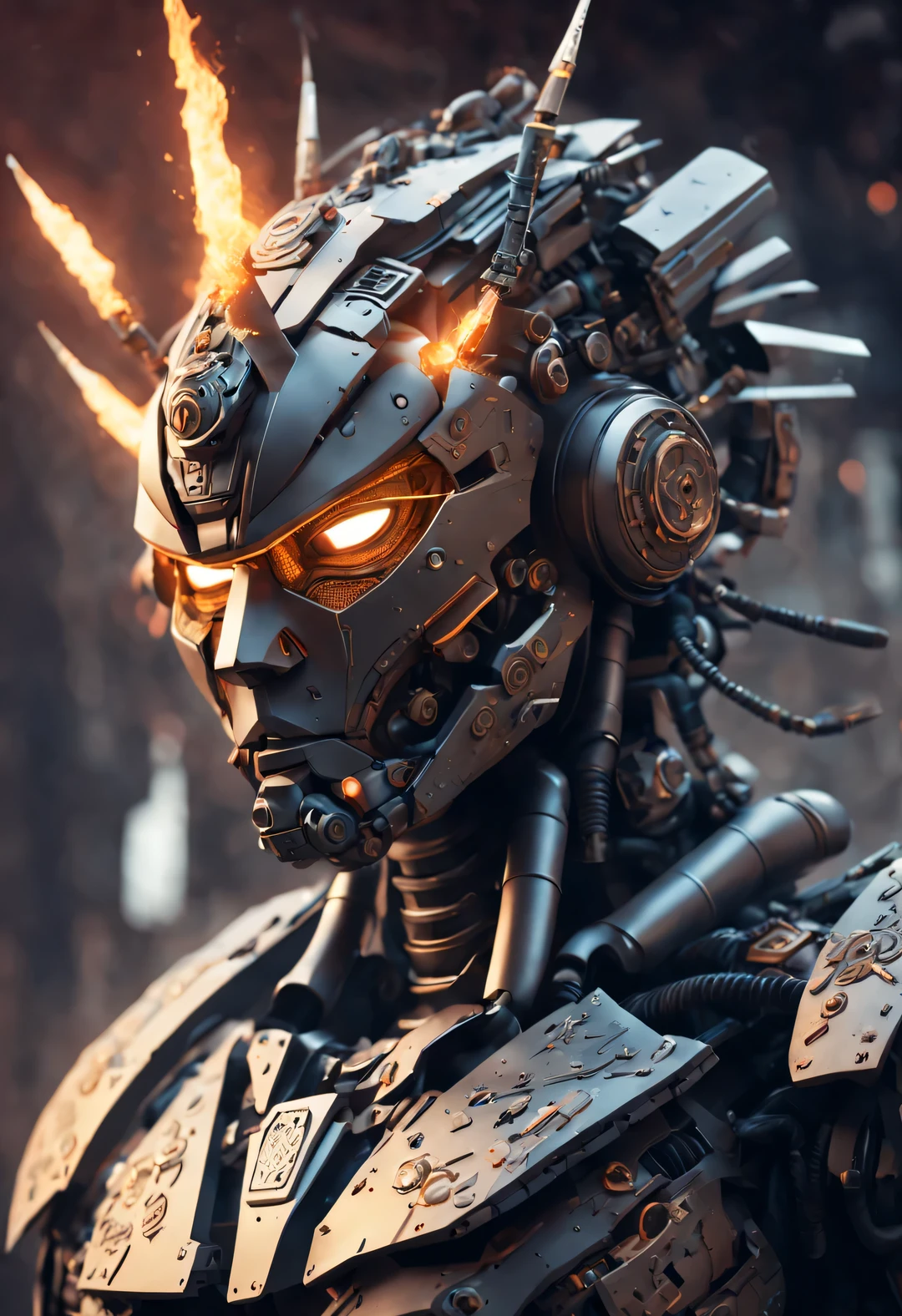 Cyber warrior wearing mecha (There is a pagoda on the head), his whole body,
Gediminas Plankevicius shredded paper, Metal fragments, cyberpunk, atom punck, volcanic ash, realism, Sunset, movie lighting, Realistic photos, studio photography, human development report, 8k, theater lighting, personification, portrait, epic lighting, surrealism, facial lighting, Ray tracing, Canon EOS 5D Mark III, 85mm, Volumetric lighting, look up,