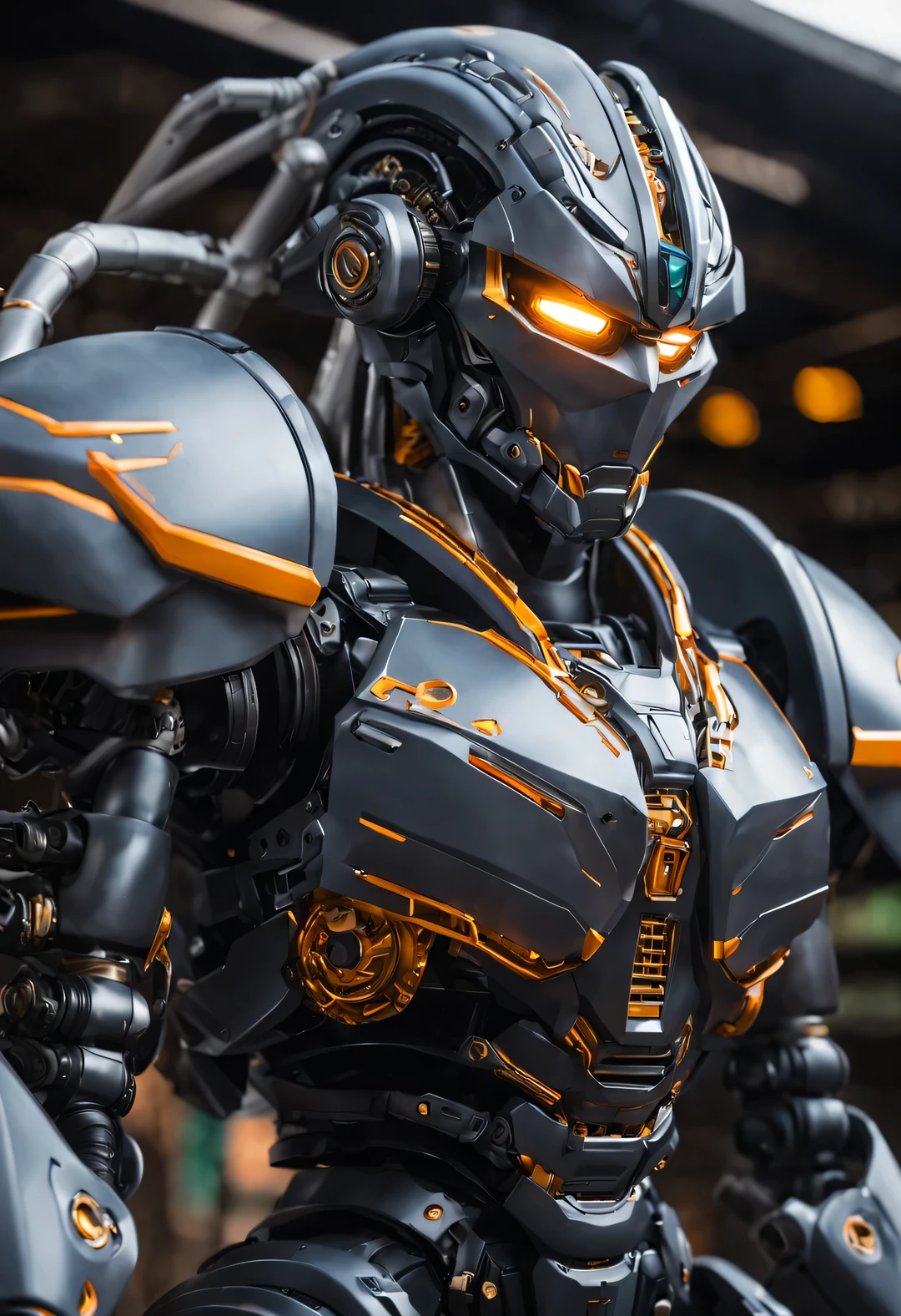 Mecha Warrior is about 8 meters tall,Strong build,The entire body is made of dark gray super alloy material,It is engraved with complex lines and patterns,These designs are not only beautiful,It also increases the structural strength of the body。There is a pair of sharp big eyes on the head,The face has no obvious features,Just a simple and strong armored mask。
machine's holds huge weapons in both hands,That's artificial muscle tissue'Carefully designed and manufactured,With extraordinary power。Legs strong and powerful,Equipped with heavy armor plates and powerful thrusters,Let Mech Warriors move quickly on the battlefield,Overcome various obstacles with ease。
There is a pair of huge mechanical wings installed on the back of the fuselage..,Not only does this provide additional buoyancy,Can also be used as a weapon or tool。When needed,Mechanical wings can be deployed,Show amazing fighting power。
Generally speaking,This mecha warrior looks both powerful and mysterious,Full of futuristic technology。Its presence,It gives a feeling of indestructibility、unparalleled feeling。
futuristic future,Ice Age,Multidimensional,nuclear power nuclear power,Surrealism,Create the world,wormhole,Glow Radioactive radioactive luminophore,nuclear waste glow nuclear waste lamp,Garad Brom Garad Brom,
look up,