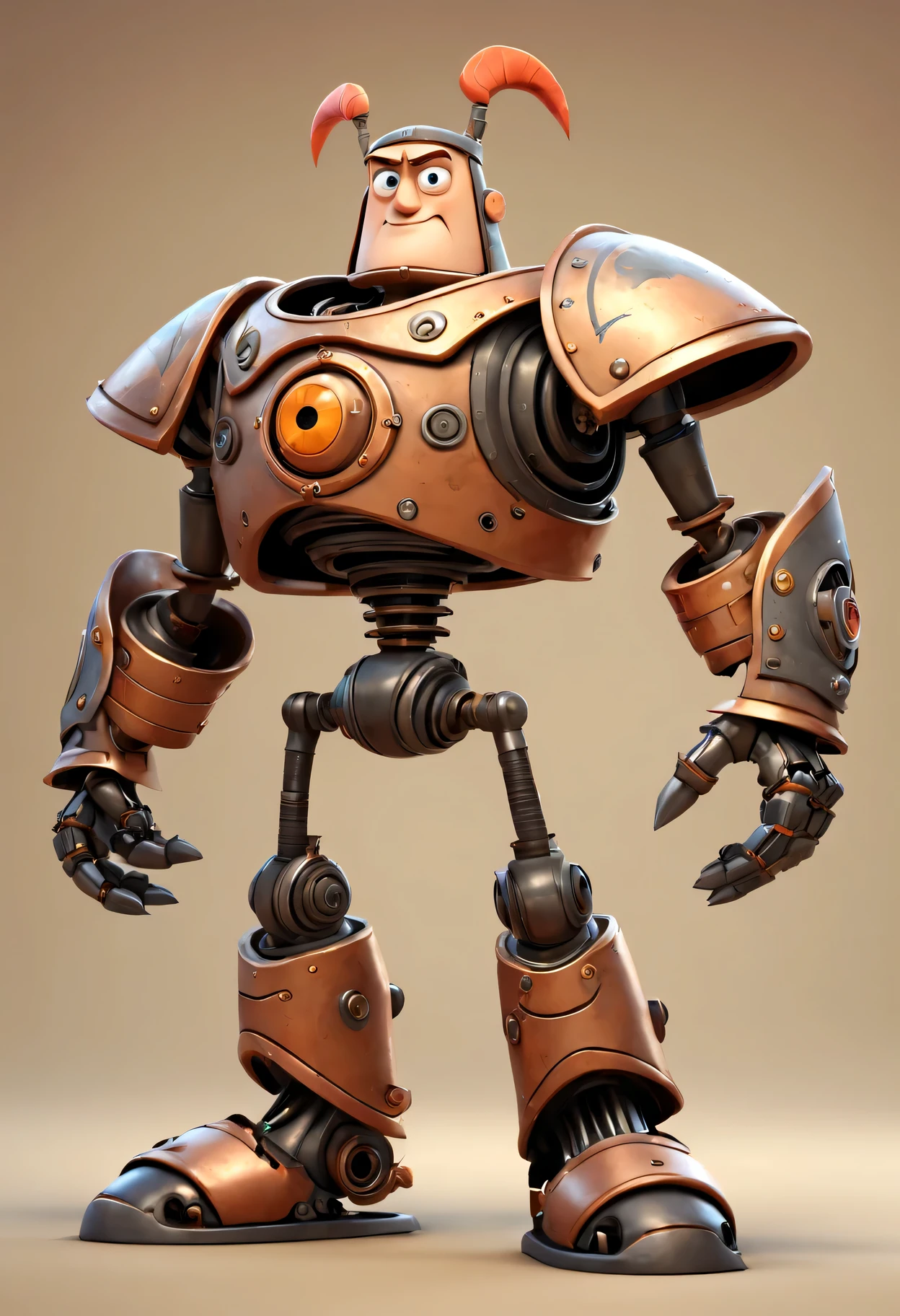 3D cartoon Pixar style mechanical warrior