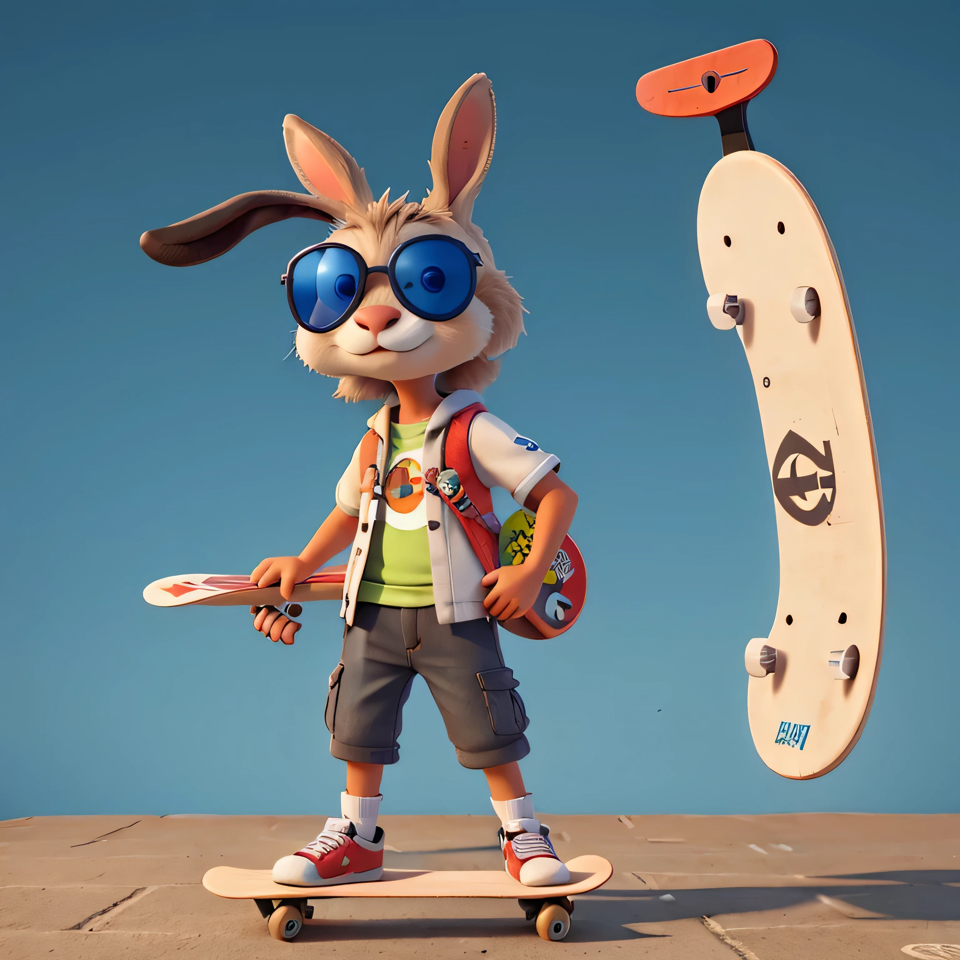 rabbit with skateboard glasses