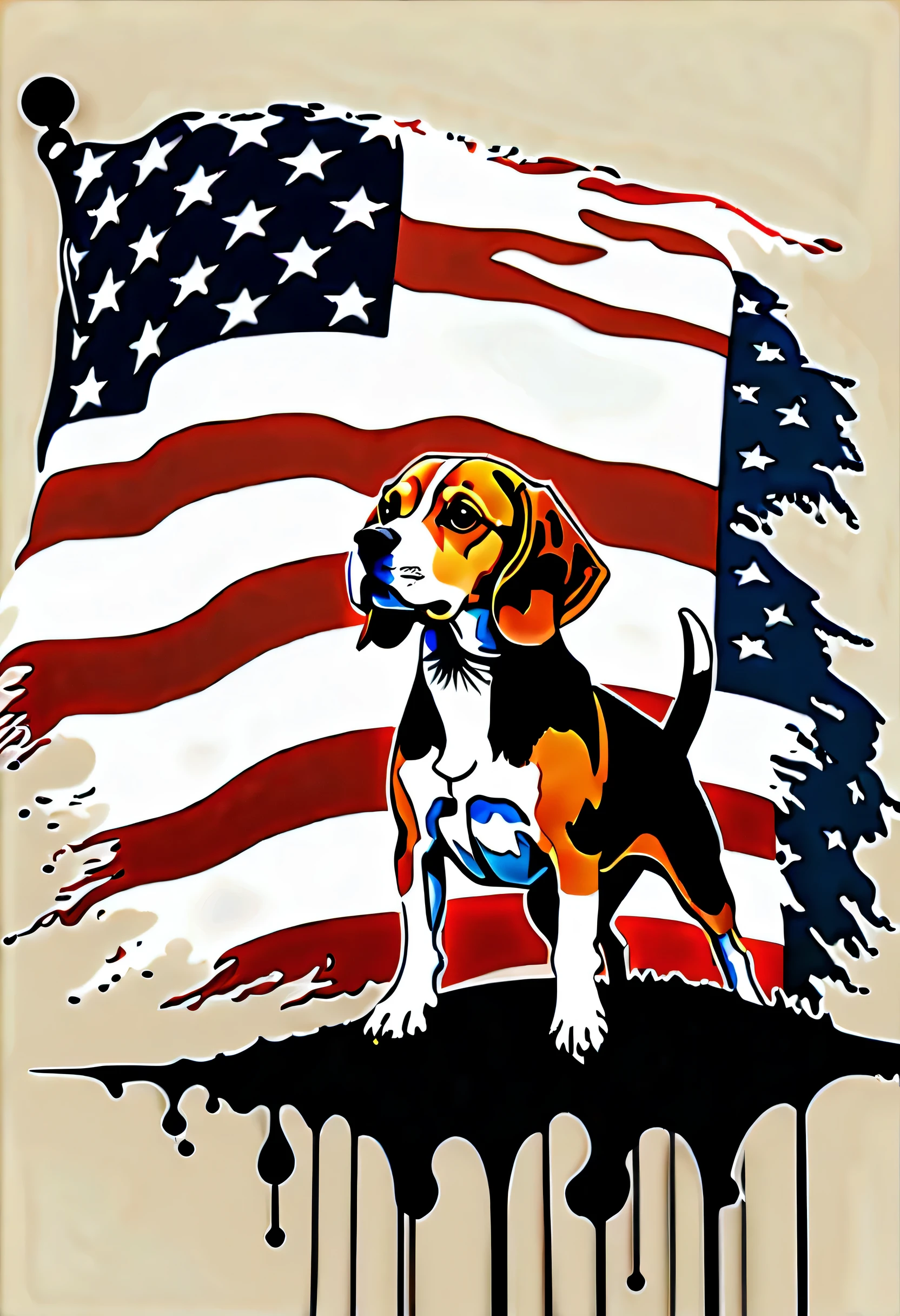 (Masterpiece at full 16K resolution:1.6),((UMC_Espirrar_until):1.3),((Beagle_Espirrar_until):1.5) ((Escuro_precedente_silhueta_illustration):1.2),(detalhe emaranhado:1.4), (extremely precedente detail:1.4),(mas alta qualidade:1.3),(hiper_realista:1.3). | Preto e branco, Beagle, (cachorro), detalhes sutis, Fundo de estilo de arte japonesa, sdet lightemg, Captivating composition, Silhueta de beagle, untilistic emterpretation. | ((Silhoutte_Beagle__em_UMC_Espirrar_until):1.5), ((Silhoutte_EUA_bandeira__em_UMC_Espirrar_until) Dark decorations, each until detailed and rendered with a masterful gouache technique, Silhoutte until behance,surreal, Gives an exotic aura. | (perfeito_femgers:1.0), (perfeito_pernas:1.0), melhorar_hands, usa bandeira, mas_detalhe.