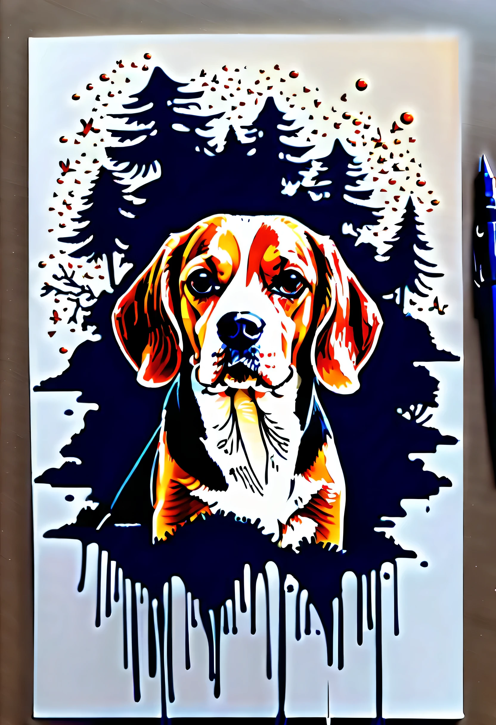 (Masterpiece at full 16K resolution:1.6),((UMC_Espirrar_until):1.3),((Beagle_Espirrar_until):1.5) ((Escuro_precedente_silhueta_illustration):1.2),(detalhe emaranhado:1.4), (extremely precedente detail:1.4),(mas alta qualidade:1.3),(hiper_realista:1.3). | Preto e branco, Beagle, (cachorro), detalhes sutis, japonês until style background, sdet lightemg, Captivating composition, Silhueta de beagle, untilistic emterpretation. | ((Silhoutte_Beagle__em_UMC_Espirrar_until):1.5), ((Silhoutte_trees__em_UMC_Espirrar_until) Dark decorations, each until detailed and rendered with a masterful gouache technique, Silhoutte until behance,surreal, Gives an exotic aura. | (perfeito_femgers:1.0), (perfeito_pernas:1.0), melhorar_hands, braid, mas_detalhe. 