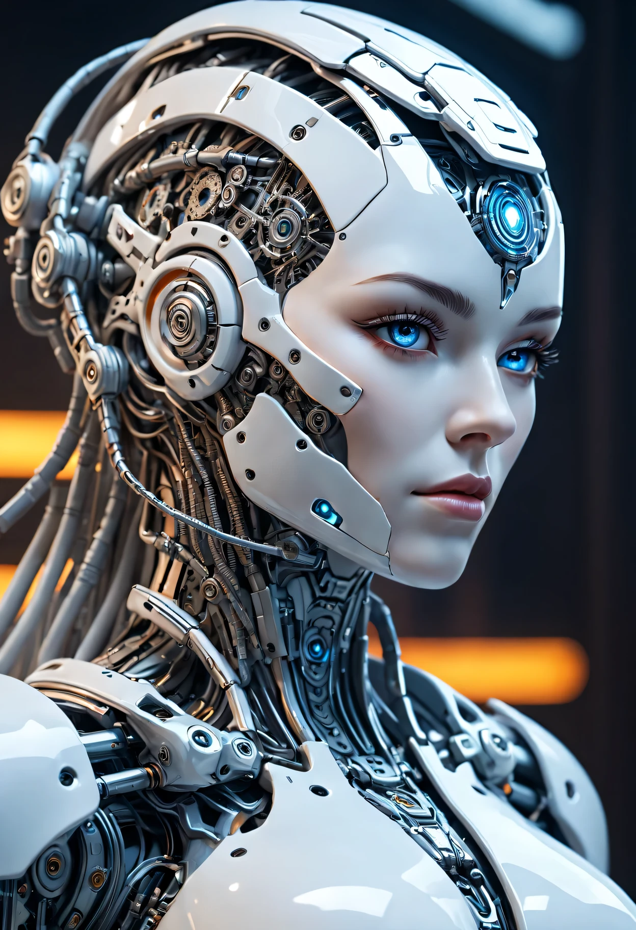 Complex 3D rendering ,Beautiful porcelain contoured mechanical female warrior face, cyborg, integrated circuit parts, (huge futuristic rifle), Beautiful studio soft lighting, rim light, Vibrant details, Luxury Cyberpunk, lace, hyperactual, anatomical, cable wires, microchip, elegant, beautiful background, octane rendering, H. r. Fixture style, 8k, best quality, masterpiece, illustration, extremely delicate and beautiful, Very detailed ,CG ,unity ,wallpaper, (actual, photo-actual:1.37),amazing, Exquisite details, masterpiece,best quality,official art, Very detailed CG unity 8k wallpaper, ridiculous, incredibly ridiculous, Silver beads