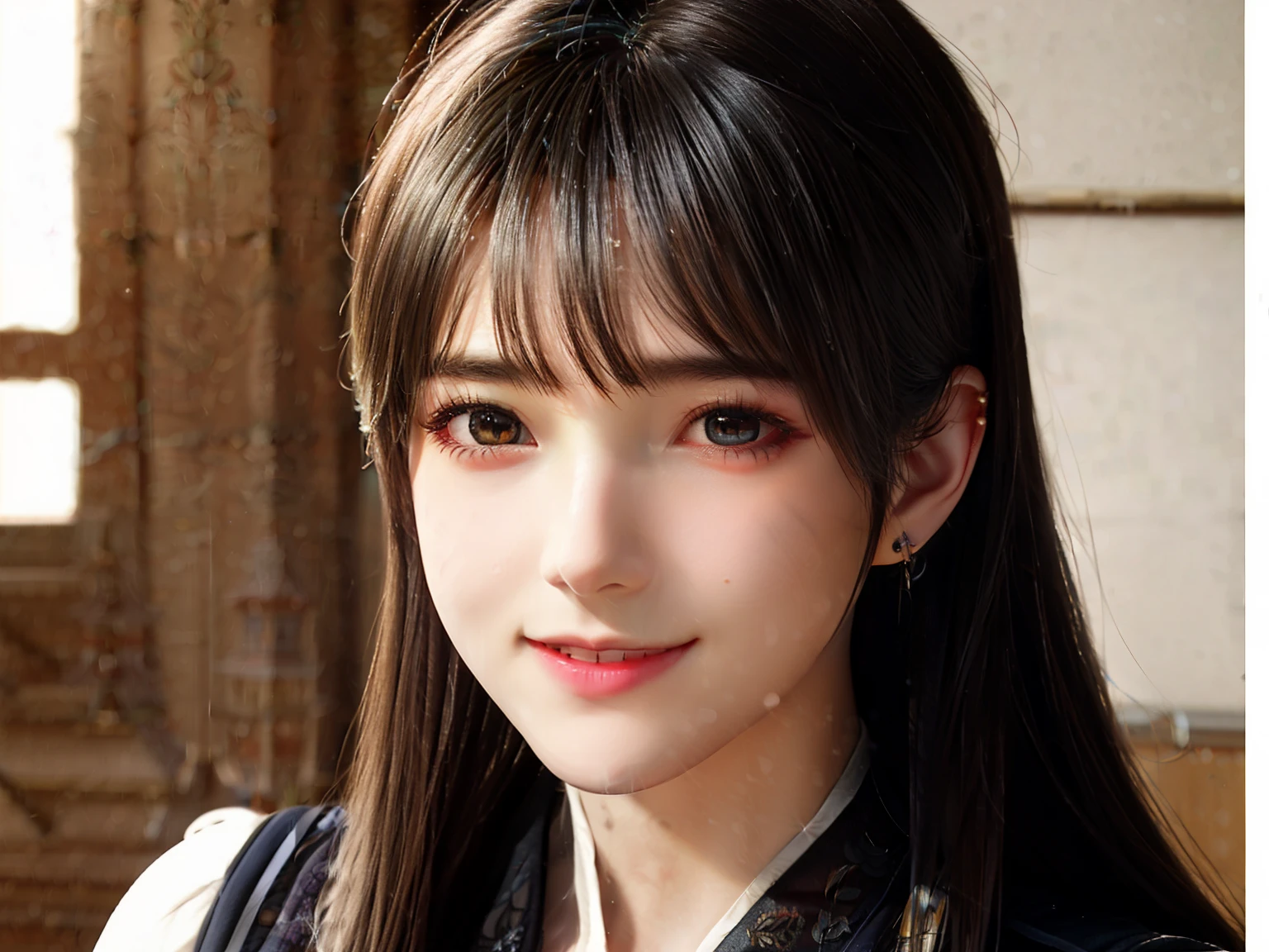 silver hair、Ulchan-6500-v1.1, (Photoreal:1.4), and soul、anime style、smile、portrait、beautiful, Moist eyes like clear glass、beautiful detailed woman, very detailed目と顔, beautiful detailed eyes,huge file size, super detailed, High resolution, very detailed, highest quality, masterpiece, enlightenment, very detailed, nffsw, Unite, 8k wallpaper, wonderful, finely, masterpiece, highest quality, Hvery detailed ticker uniform 8K wallpaper, light shines on your face、movie lighting、16 year old girl