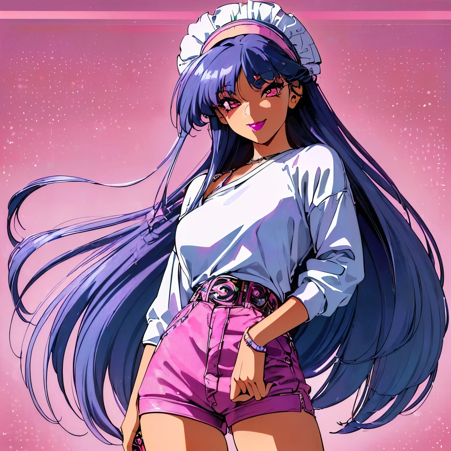 1girl, (((solo))), (((beautiful))), (((long loose silky hair, any colour hair))), (((any skin colour))), (((lipstick, any colour lipstick))), (((blush))), (((smile))), ((((casual 90's clothes, fashionable 90's attire, trendy style)))), (((stylish accessories))), (((colourful 90's background, any pattern)))