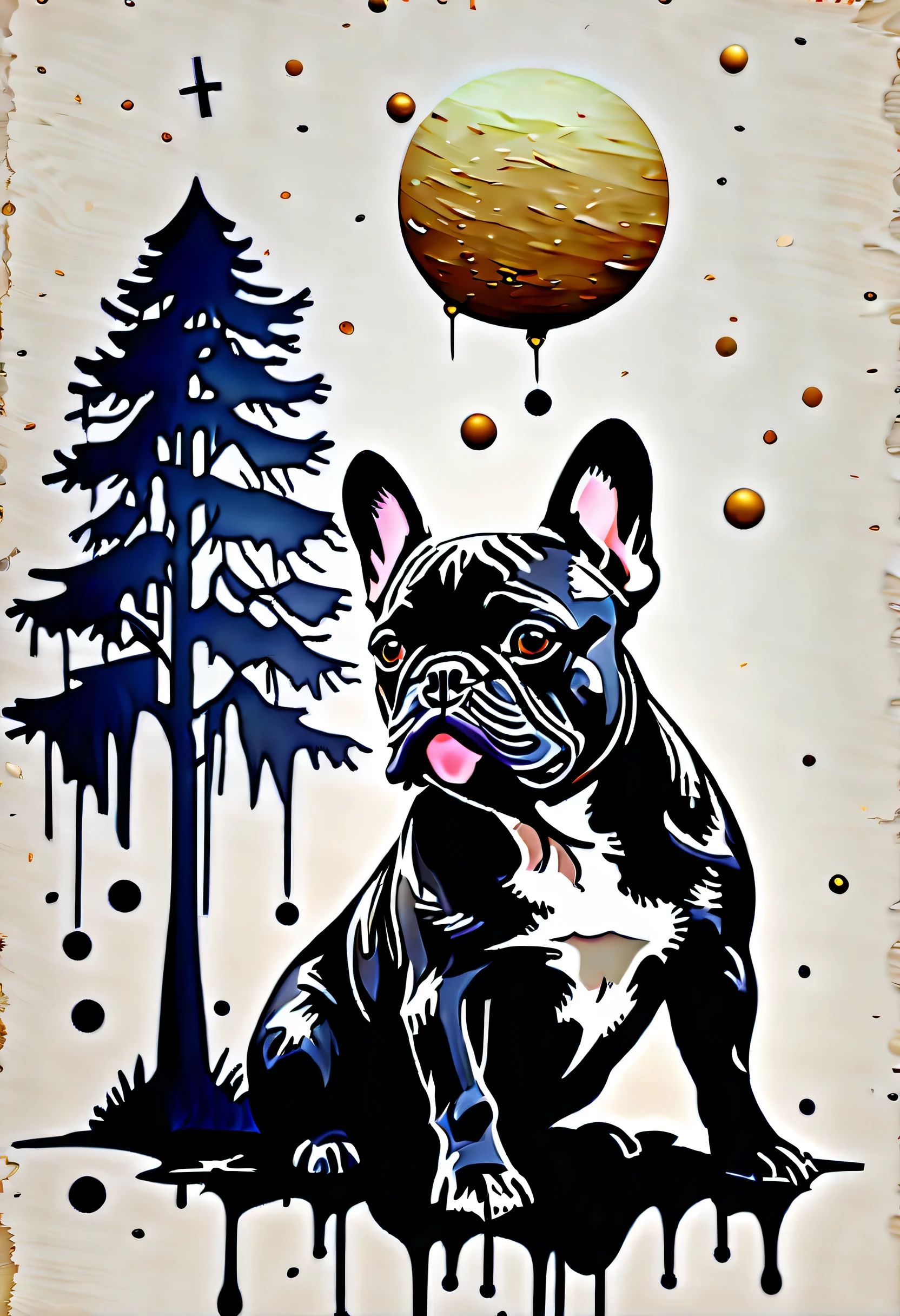 (Masterpiece at full 16K resolution:1.6),((UMC_Espirrar_until):1.3),((cachorro_french_Bullcachorro_Espirrar_until):1.5) ((Escuro_precedente_silhueta_illustration):1.2),(detalhe emaranhado:1.4), (extremely precedente detail:1.4),(mas alta qualidade:1.3),(hiper_realista:1.3). | Preto e branco, cachorro_french_Bullcachorro, (cachorro), detalhes sutis, Fundo de estilo de arte japonesa, sdet lightemg, Captivating composition, cachorro_french_Bullcachorro silhueta, untilistic emterpretation. | ((Silhoutte_cachorro_french_Bullcachorro__em_UMC_Espirrar_until):1.5), ((Silhoutte_trees__em_UMC_Espirrar_until) Dark decorations, each until detailed and rendered with a masterful gouache technique, Silhoutte until behance,surreal, Gives an exotic aura. | (perfeito_femgers:1.0), (perfeito_pernas:1.0), melhorar_hands, braid, mas_detalhe. 