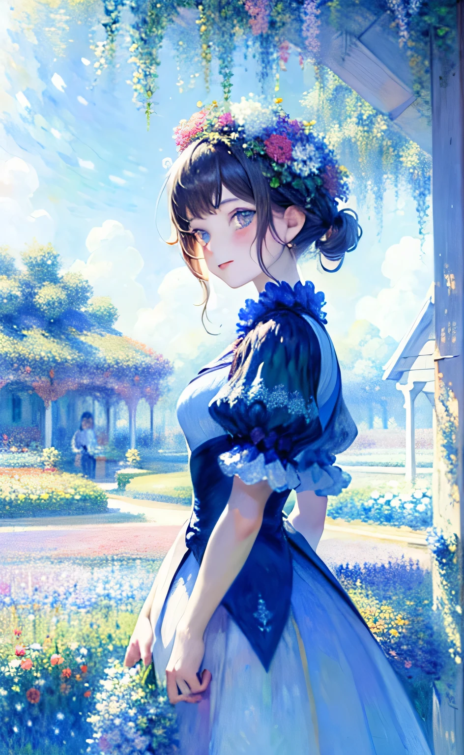 (girl in flower), colorful, (Oil), insane color, (Oil Color), (high quality), (high detail),fantasy,Created,(Monet's Garden)