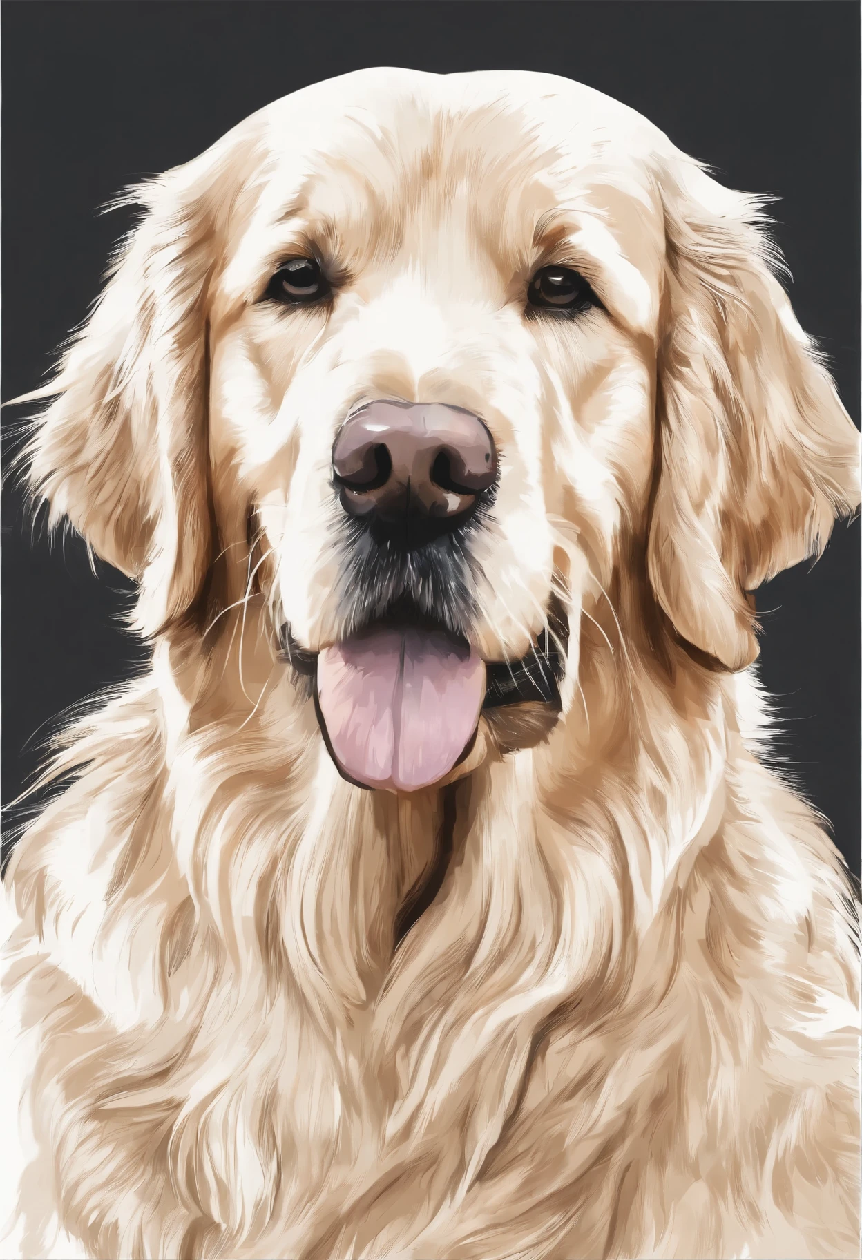 Playful Golden Retriever puppy vector t-shirt print, estilo de adesivo detalhado, realistic color design sketch style, fundo branco