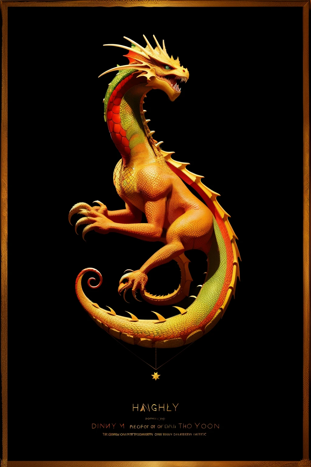 A simple and stylish square poster celebrating the new year with a vibrant and festive image of a dragon. The dragon is intricately detailed, with each scale textured and shaded to give it a three-dimensional look. The dragon's eyes gleam with a playful yet wise expression, adding to its charm. The background of the poster is clean and uncluttered, allowing the dragon to take center stage. The overall aesthetic is elegant and sophisticated, making it a beautiful addition to any home or office during the new year celebrations. (High resolution, 8k)
