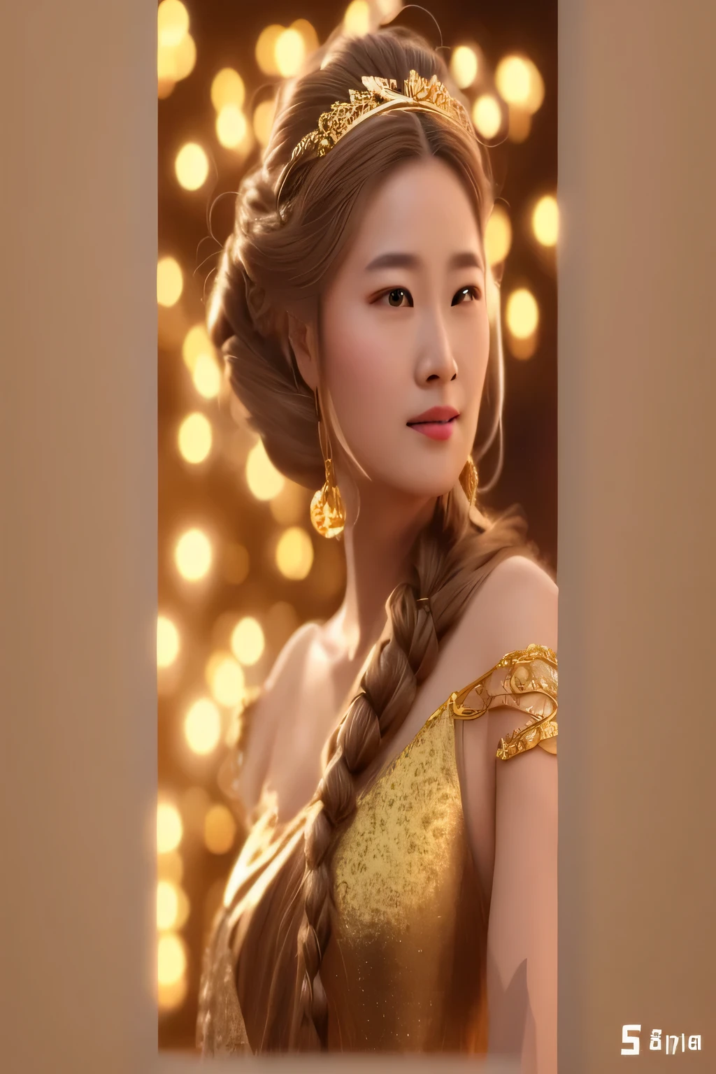 Arafad woman，There are braids，Wearing golden clothes and turban, Inspired by Zhang Yin, Inspired by Lan Ying, beautiful fantasy queen, ((beautiful fantasy queen)), Gold crown and filaments, Inspired by Du Qiong, Inspired by Li Tang, Inspired by Xie Sun, inspired by Yang Borun, Highly detailed visual effects portraits