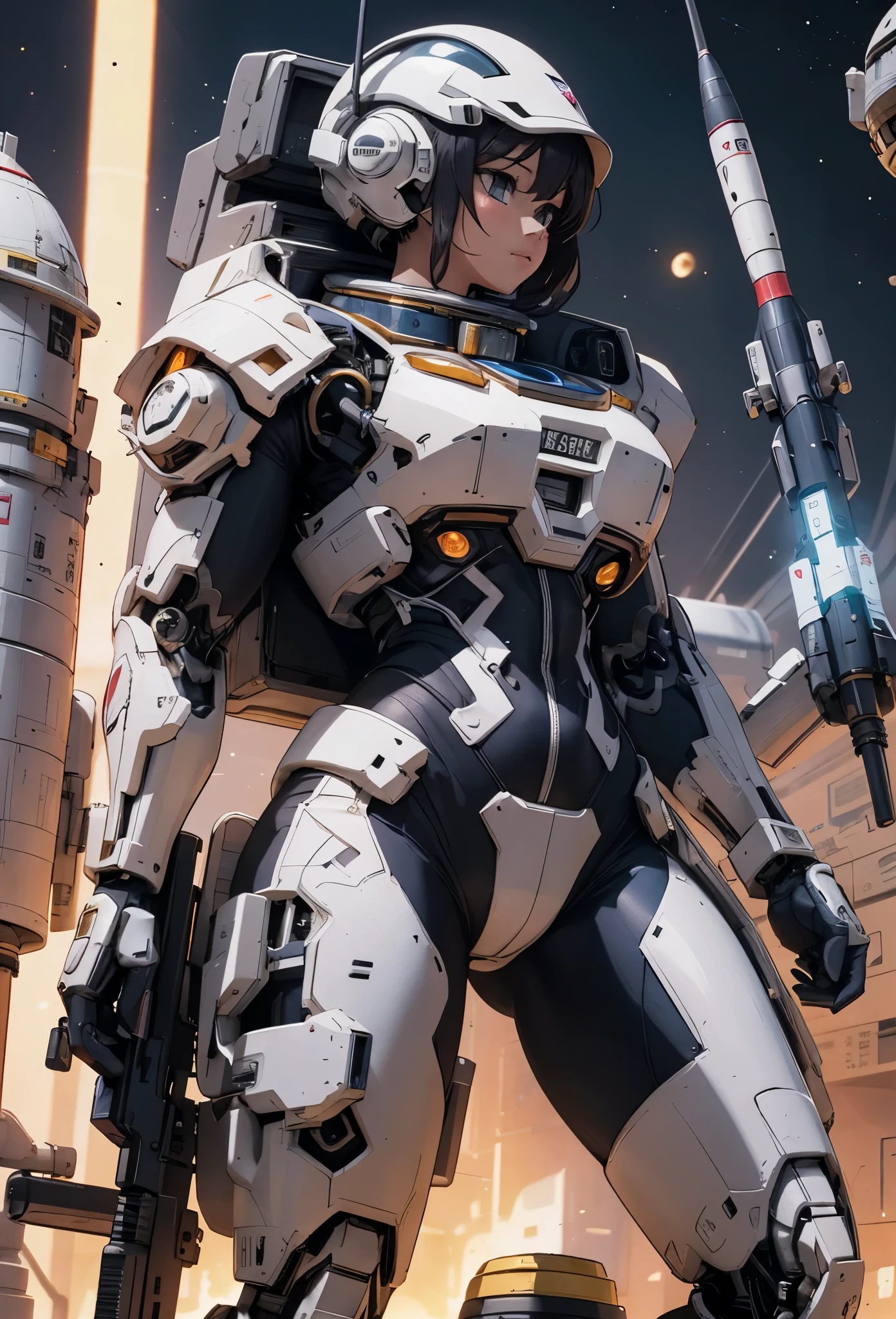 ((Highly accurate drawing in every detail)Extremely precise depiction)[High resolution],(detailed illustrations,とてもfineで緻密な描画,Delicate drawn lines with tempo,Realistic texture expression),[color traced main line],(Space Battlefield [Space Mobile Fortress]),[solo],HENTAI (((ANIME) BIONICGirl) Beauty 15 years old ((muscular) [Plump])) (Astronauts Cyborg) [Space Marine Corps Military [MASCHINEBODY]],Bullet Belt Javelin [[Firearms, Machine Guns, Bazookas] Saber Rifle ][[Rocket Pack]],Zero Gravity Front,gravure [[White Devil] [Outer space combat]] Battle Damage,[retro future],(intricate and beautiful decoration [Dense detail]),(Fine and beautiful skin expression [transparency]),Precisely drawn eyes[完璧な目のdetailed(Iris drawn in minute detail)(Beautiful eyes like jewels)],[eyes light[Pinpoint lighting for the eyes]],[long and beautiful eyelashes],[precisely drawn hair [美しく艷やかな髪のdetailed]],(完璧な手のdetailed [Beautiful fingers with no damage [beautiful nails]]),(perfect anatomy(perfectly balanced proportions))[[full body portrait]],[[Design built to the highest level]][ideal color coordination(Accurate simulation of light and material interactions)],([Precision Detail](detailed,高fine)),[Visual art that tells a story],((highest quality)fine[[High density drawing]])(4K Quality).