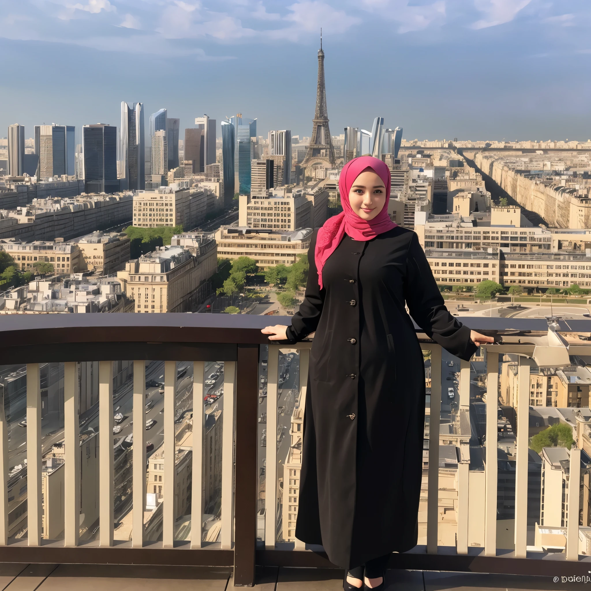 Bautiful girl, Big body chubby , berjilbab , view menara eiffel paris , hd ,4j