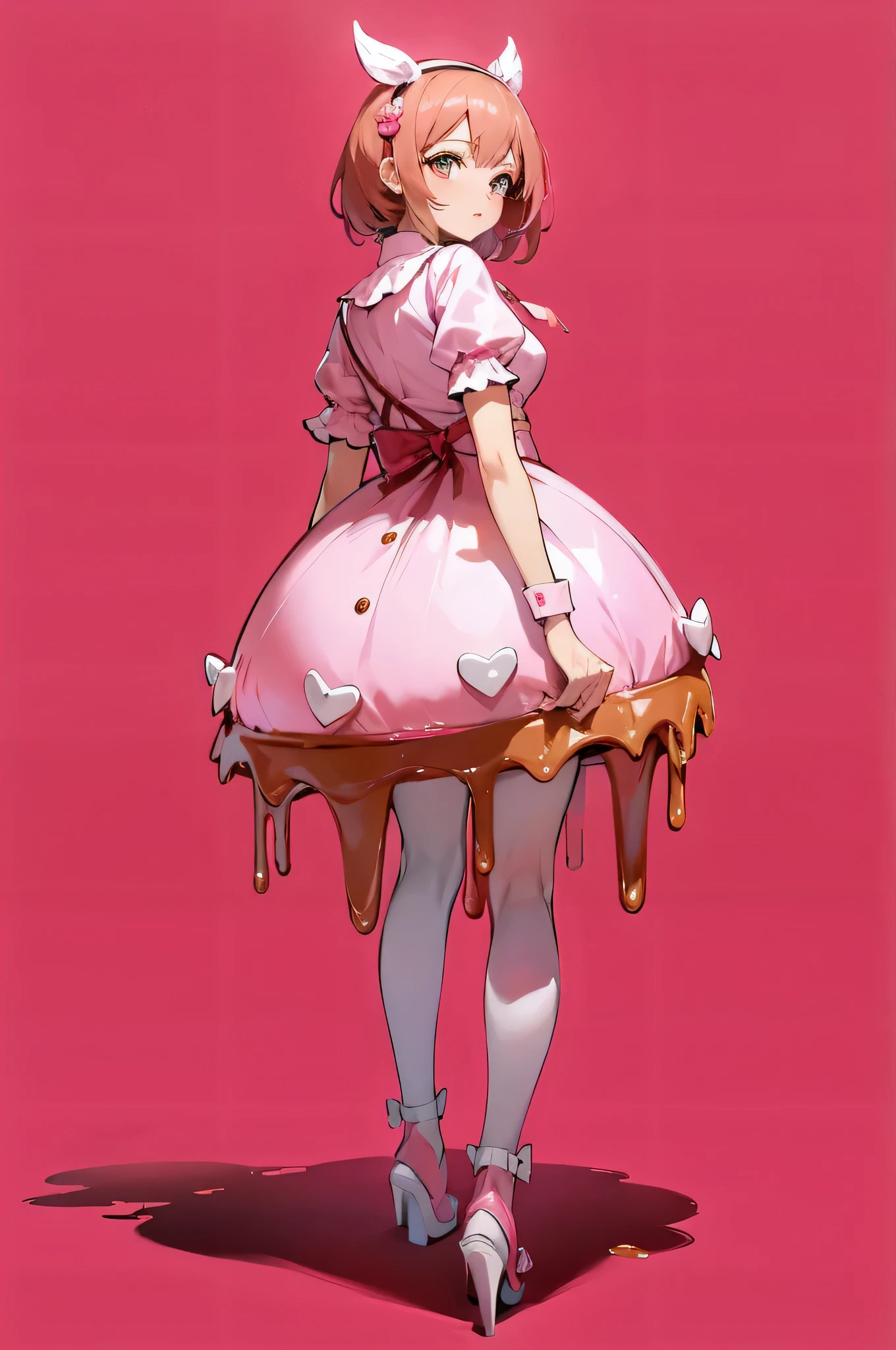 only anime girl dressed a pudding style, pink theme