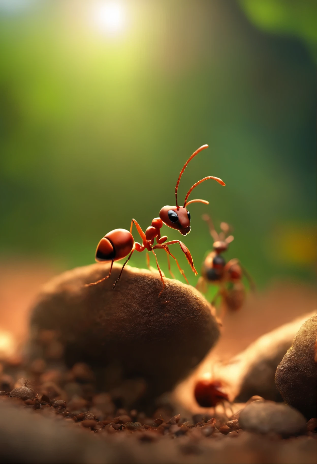 An ants teaching other ants pixar style