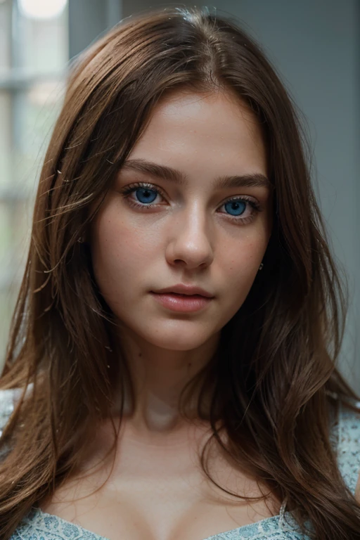 High Quality, Best Quality, Photorealistic, Raw Photo, Realistic, Ultra Real 8K CG, Ultra Detail, High Definition, Masterpiece, 1 Girl, 18 yrs ols, Female Beautiful Face, Soft Face, Elegant, Long Hair, Blue Eyes, Light Blue Eyes, Close Up, Intricate Details, Detailed Textures, Fine Details, F