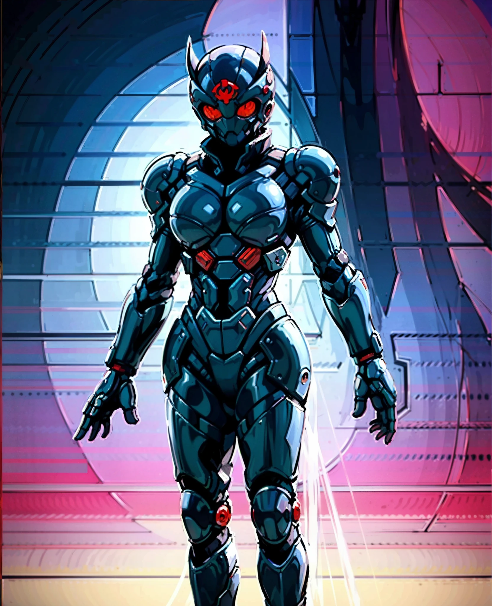 A woman adorned in fantasy-style full-body armor, a crown-concept fully enclosed helmet that unveils only her eyes, a composite layered chest plate, fully encompassing shoulder and hand guards, a lightweight waist armor, form-fitting shin guards, the overall design is heavy-duty yet flexible, the armor gleams with a golden glow, complemented by red and blue accents, exhibiting a noble aura, she floats above a fantasy-surreal high-tech city, this character embodies a finely crafted fantasy-surreal style armored hero in anime style, exquisite and mature manga art style, Queen Bee Concept Armor, ((goddess, femminine)), long legs, metallic, elegant, high definition, best quality, highres, ultra-detailed, ultra-fine painting, extremely delicate, professional, anatomically correct, symmetrical face, extremely detailed eyes and face, high quality eyes, creativity, RAW photo, UHD, 32k, Natural light, cinematic lighting, masterpiece-anatomy-perfect, masterpiece:1.5