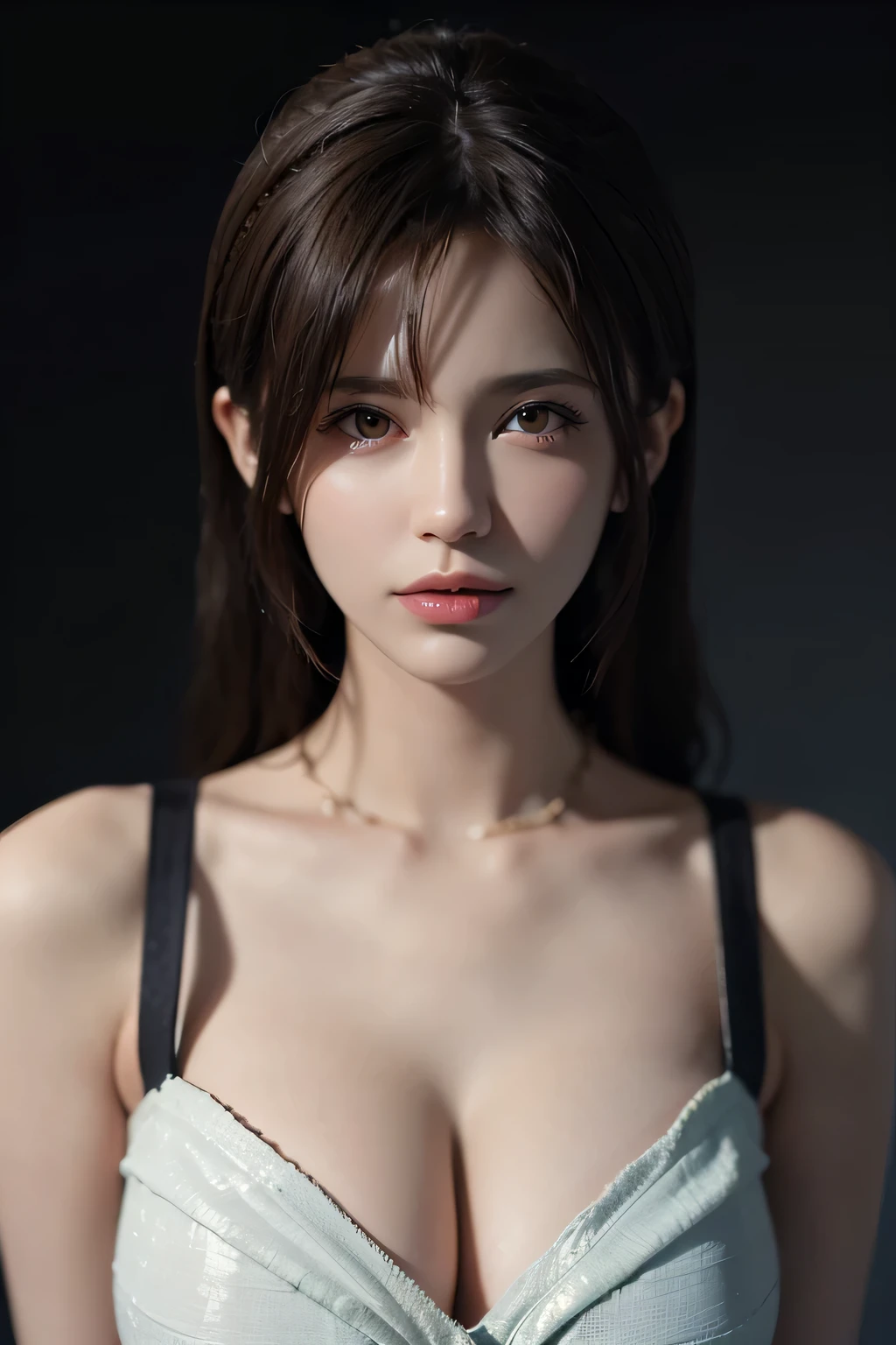 (highest quality,4K,High resolution,masterpiece:1.2),realistic,Professional,fantasy art,dynamic lighting,art station,poster,volume lighting,highly detailed face,long hair,sweater,detailed clavicle,bare shoulders,curvaceous chest.