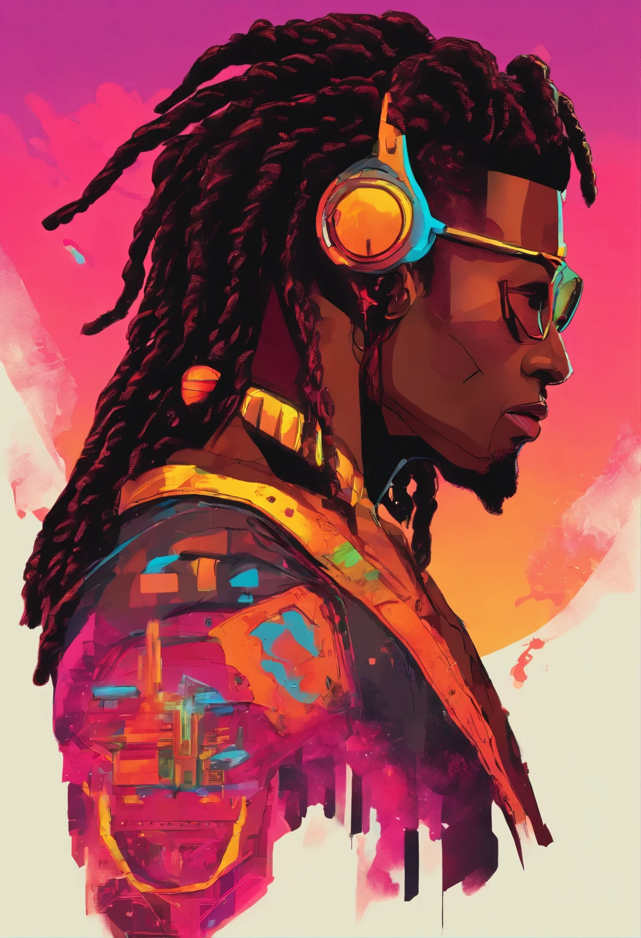 Homem jovem, roupas estilosas, cabelo curto preto, musculoso ,huge black afro braided dreadlocks