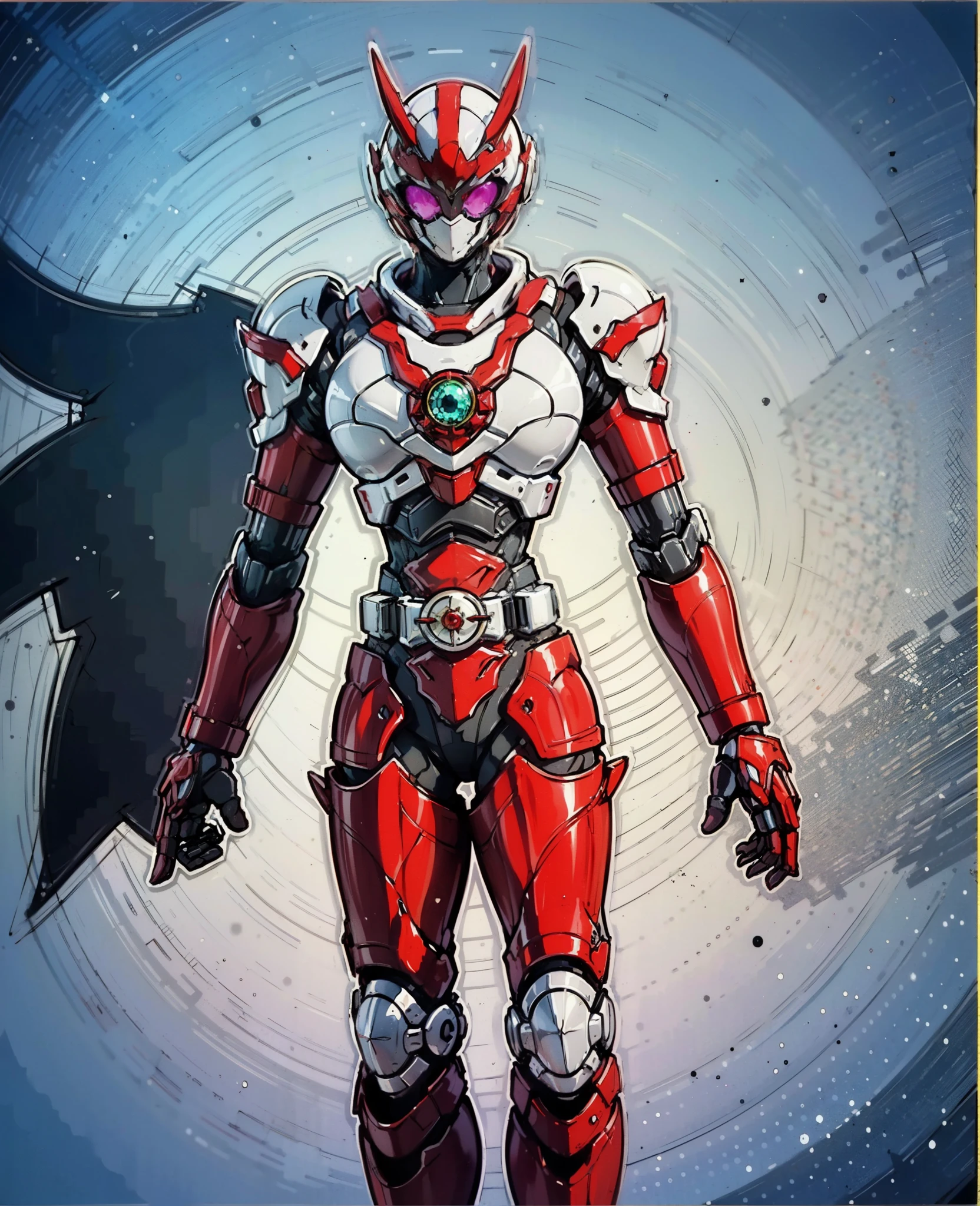 A woman adorned in fantasy-style full-body armor, a crown-concept fully enclosed helmet that unveils only her eyes, a composite layered chest plate, fully encompassing shoulder and hand guards, a lightweight waist armor, form-fitting shin guards, the overall design is heavy-duty yet flexible, the armor gleams with a golden glow, complemented by red and blue accents, exhibiting a noble aura, she floats above a fantasy-surreal high-tech city, this character embodies a finely crafted fantasy-surreal style armored hero in anime style, exquisite and mature manga art style, Queen Bee Concept Armor, ((goddess, femminine)), long legs, metallic, elegant, high definition, best quality, highres, ultra-detailed, ultra-fine painting, extremely delicate, professional, anatomically correct, symmetrical face, extremely detailed eyes and face, high quality eyes, creativity, RAW photo, UHD, 32k, Natural light, cinematic lighting, masterpiece-anatomy-perfect, masterpiece:1.5