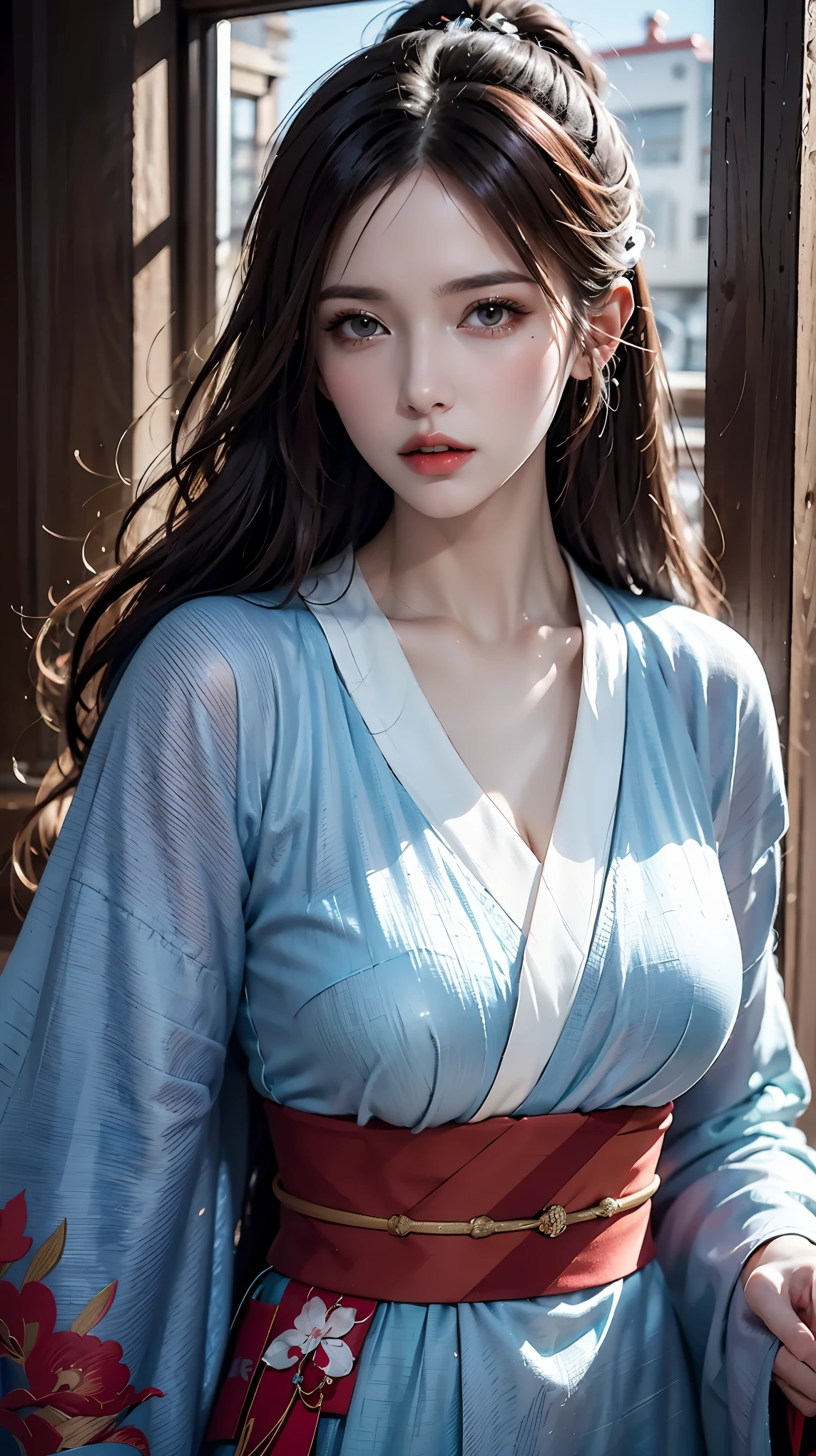 (Dramatic Digital Artwork:1.3) of,(Energetic:1.3) portrait of female (snezanasakovic2:1.1) wearing a kimono, style-sylvamagic, fashion girl,CGSociety,ArtStation