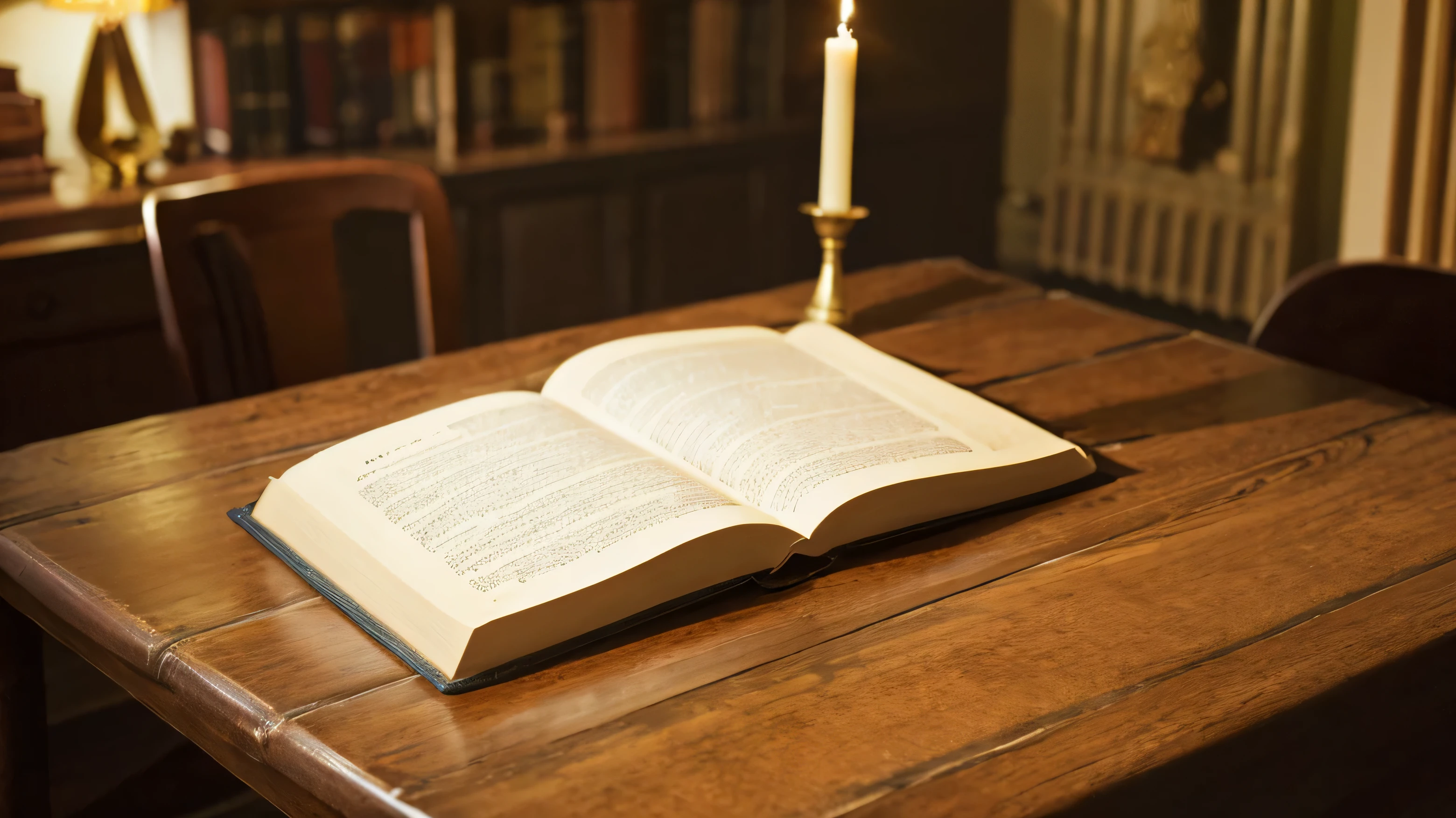 The Bible Open on the Table、notebook、High resolution、High resolution、Beautiful room、evening
