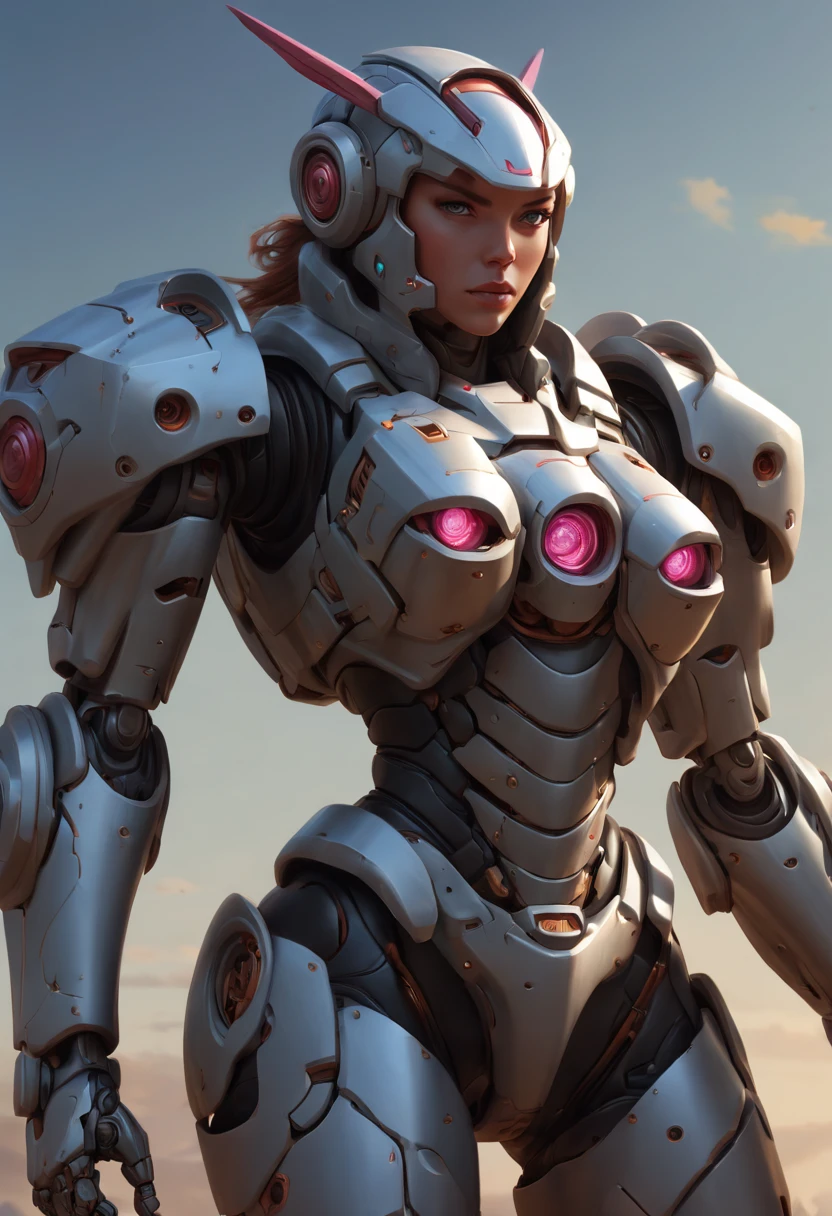 female Mecha Warrior, fantasy art, by rob rey, (best quality, masterpiece, Representative work, official art, Professional, Ultra high detail, 8k)