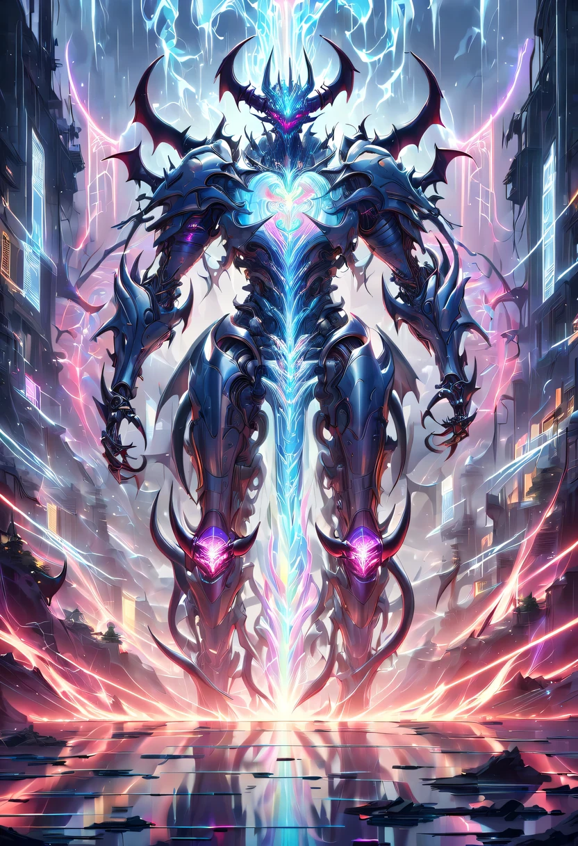 (Demon battlefield背景:1.8),On the war zone,There are a lot of wars,Gunsmoke fills,Demon battlefield,Mechanical Lich King,Lich King future weapons,mechanical structure,High-tech equipment,magical beings,liquid metal,Copper plate engraving,Sci-fi transparent ethereal warrior,Metallic,Retro cyberpunk,Surrealism,The Arthur effect, transparent body, Gradient translucent glass melt, Caustics, transparent glass texture, rainbow colors, Designed by Dietrams, simple, Shining with rich details, Demon battlefield, industrial design, Overclocked renderer, Clean shadows, 4K,cyberpunk,Holographic projection,The art of mathematics,mechanical aesthetics,neon lights,laser light,fluorescence,glow effect,liquid metal,Copper plate engraving,Unreal Engine