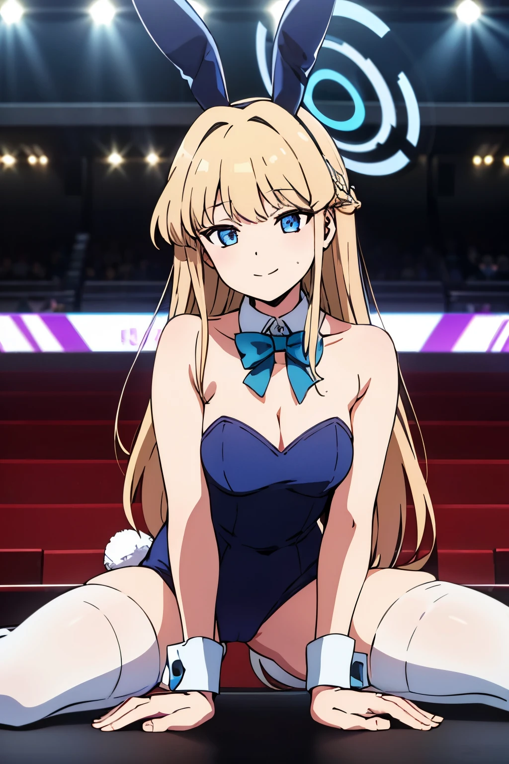 1 girl, alone, for the audience, looking at the audience, Upper body, Smile, Asma time, halo, long hair, rabbit, Rabbit ears, tights, white stockings, wrist cuffs