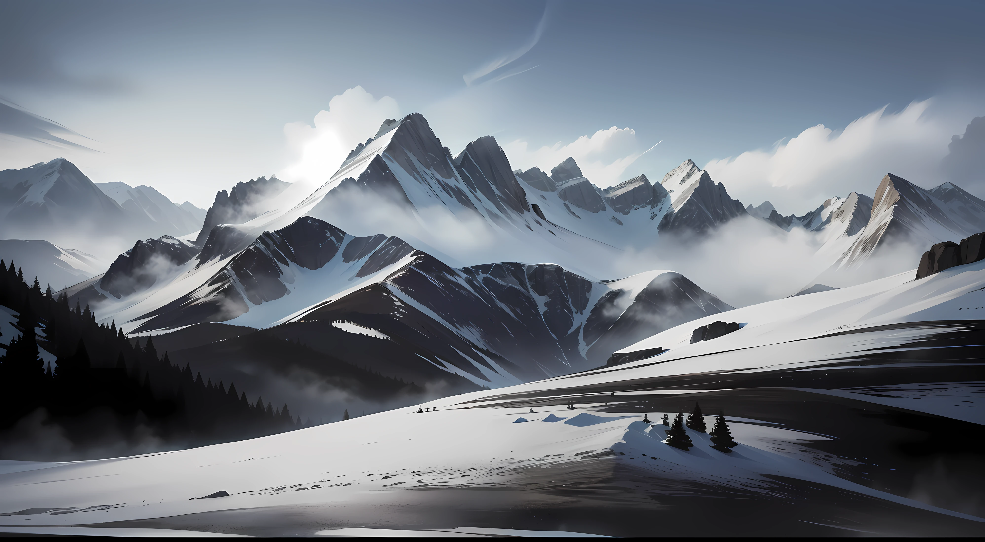 Black-gray tones,Endless mountains