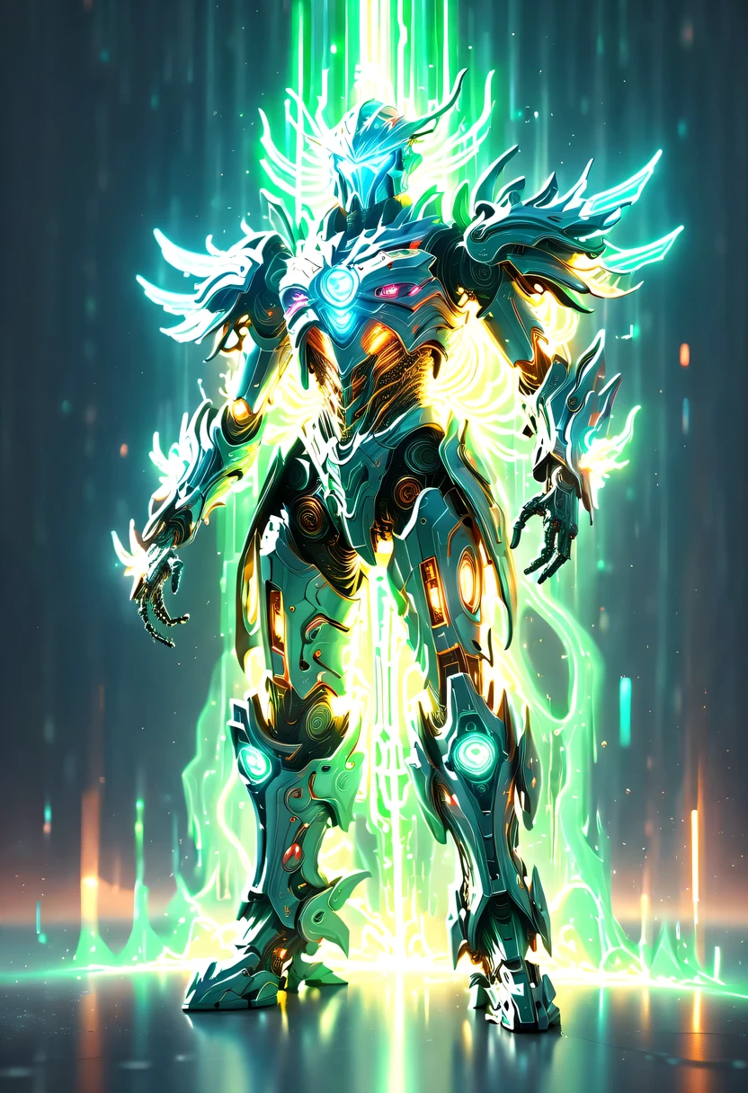 (battlefield background:1.8),On the war zone,There are a lot of wars,Gunsmoke fills,hyper detailed masterpiece,Dynamic,amazing quality,Floating super large ethereal warrior,(Legendary Energy Light Warrior:1.5),future warrior,mechanical structure,Mechanical Warrior,liquid metal,Copper plate engraving,Sci-fi transparent ethereal warrior,Metallic,Retro cyberpunk,Surrealism,The Arthur effect, transparent body, Gradient translucent glass melt, Caustics, transparent glass texture, rainbow colors, Designed by Dietrams, simple, Shining with rich details, White background, industrial design, The studio lights up, c4d, Overclocked renderer, Clean shadows, 4K,cyberpunk,Holographic projection,fault art,mechanical aesthetics,neon lights,laser light,fluorescence,glow effect,liquid metal,Copper plate engraving,Unreal Engine
