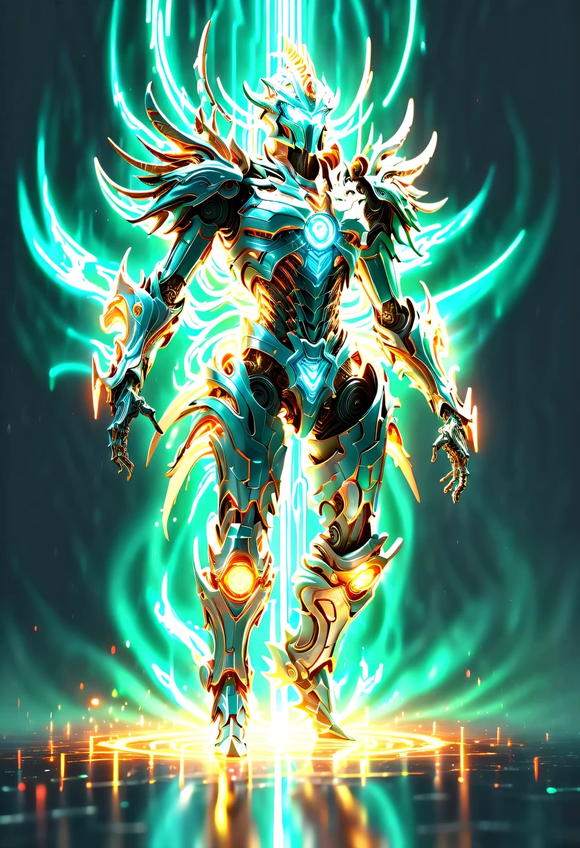 (battlefield background:1.8),hyper detailed masterpiece,Dynamic,amazing quality,Floating super large ethereal warrior,,(Legendary Energy Light Warrior:1.5),future warrior,mechanical structure,Mechanical Warrior,liquid metal,Copper plate engraving,Sci-fi transparent ethereal warrior,Metallic,Retro cyberpunk,Surrealism,The Arthur effect, transparent body, Gradient translucent glass melt, Caustics, transparent glass texture, rainbow colors, Designed by Dietrams, simple, Shining with rich details, White background, industrial design, The studio lights up, c4d, Overclocked renderer, Clean shadows, 4K,cyberpunk,Holographic projection,fault art,mechanical aesthetics,neon lights,laser light,fluorescence,glow effect,liquid metal,Copper plate engraving,Unreal Engine