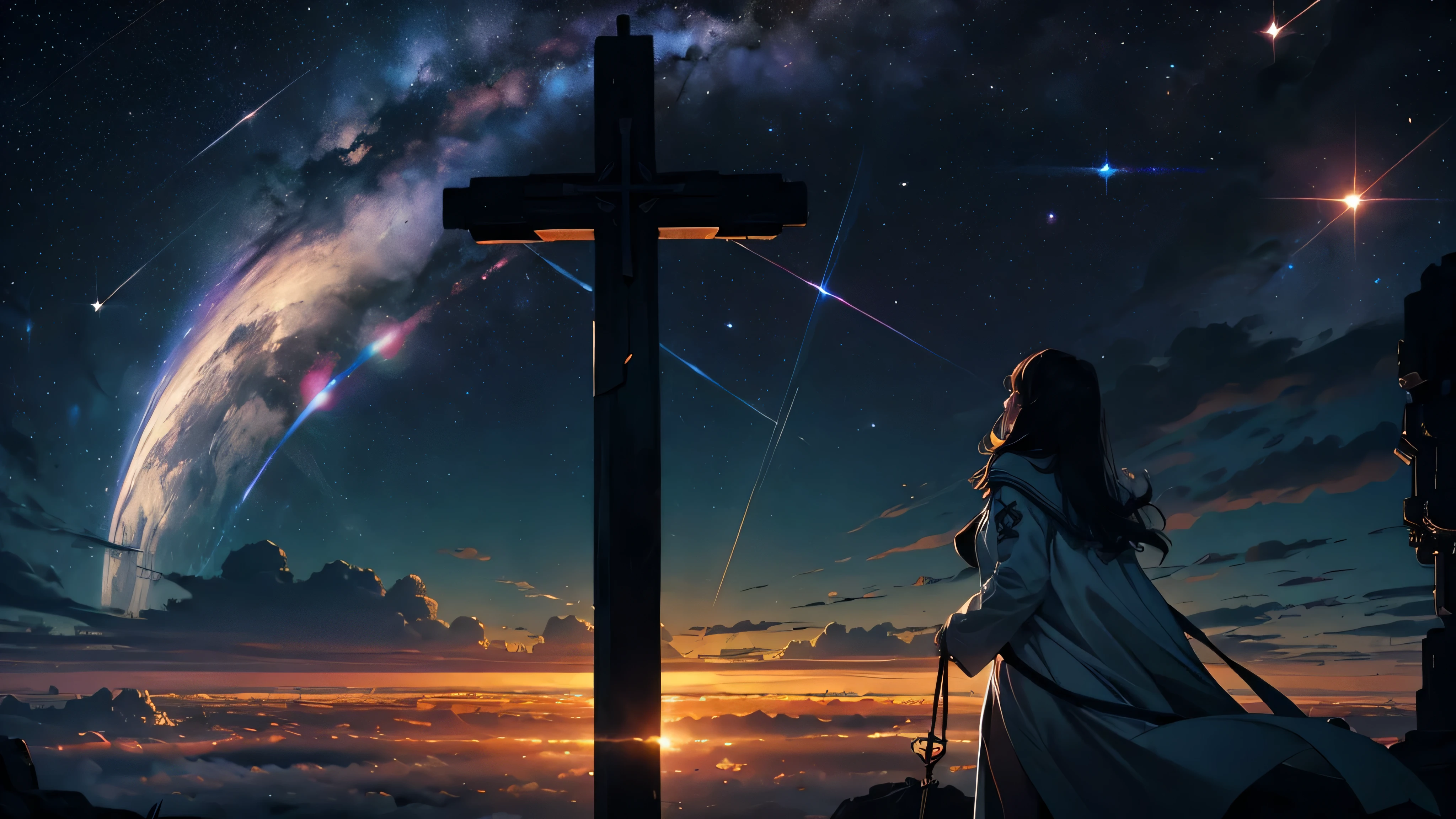 (masterpiece, best quality: 1.2),HD,Ultra-clear,8k,(high resolution),((low saturation)),wide angle,The giant space station of the future,(advanced),cloudy day,stellar,Light effect,greg rutkovsky,Unreal Engine,james gurney,Art Space Station,Highly detailed matte,bright color scheme,clean background,Far corner,(Futurism),gear,CG,,chip,Sea of glass,((cross)),redeem,Kingdom of God,Enlightenment,(Extreme Quality),visual feast,FOG,asymmetrical,shocking,big occasion,firefly,gem,sacred,gigantic fear,Under the weather,Beautifully,Parts accurate,wallpaper,(No more than three colors),epic,Thank God,pray,epic,(extreme lines),arms,sacred的灵魂,