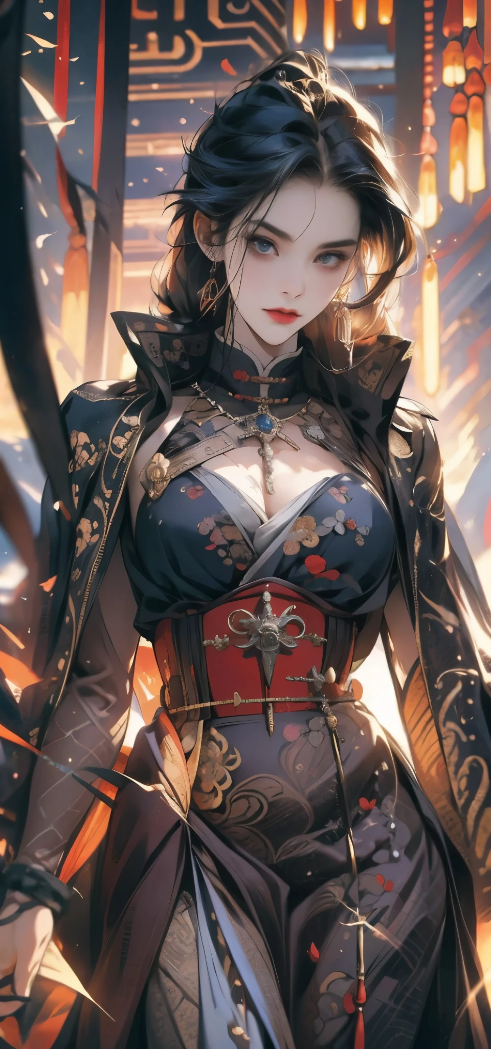 Digital illustration, anime character, female Spanish Inquisitor wearing a female version of inquisitor attire, majestic, respected, feared, beautiful, elegance, cold blood, emotionless, evil, fanatic, religious, devotion, charming. Art Styles: hyper-detailed Shonen anime, ultra-realistic anime. Art Inspirations: Art Station, Dribble, Behance, Deviantart. Camera: medium telephoto, Shot: medium shot, Render Related Information: (high resolution:1.5), (intricate details:1.25), (HDR:1.2), (cinematic Shonen anime:1.3), (dark and moody atmosphere:1.2), (powerful aura:1.15).
