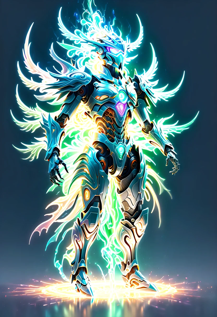 pastel tones,Light style,Comfortable and calm,nature,warm and cozy,garden,hyper detailed masterpiece,Dynamic,amazing quality,Floating super large ethereal warrior,,(Legendary Energy Light Warrior:1.5),future warrior,mechanical structure,Mechanical Warrior,liquid metal,Copper plate engraving,Sci-fi transparent ethereal warrior,Metallic,Retro cyberpunk,Surrealism,The Arthur effect, transparent body, Gradient translucent glass melt, Caustics, transparent glass texture, rainbow colors, Designed by Dietrams, simple, Shining with rich details, White background, industrial design, The studio lights up, c4d, Overclocked renderer, Clean shadows, 4K,cyberpunk,Holographic projection,fault art,mechanical aesthetics,neon lights,laser light,fluorescence,glow effect,liquid metal,Copper plate engraving,Unreal Engine