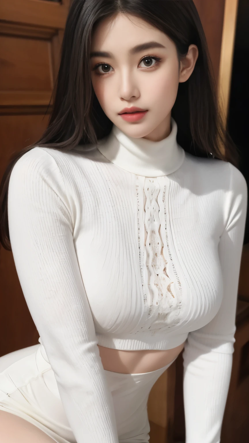 (masterpiece:1.2, best quality), actual, (real picture, intricate details, depth of field,High neck clothes), parted lips, Very detailed, perfect face, Perfect body, Large model,
mature woman, High, long legs,
Natural background bokeh