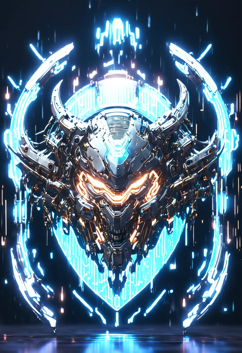(Legendary Energy Light Shield:1.5)，Sci-fi transparent ethereal shield，future warrior，Mechanical Warrior，mechanical structure，cyberpunk，Holographic projection，fault art，mechanical aesthetics，neon lights，laser light，fluorescence，glow effect，liquid metal，Copper plate engraving，Unreal Engine