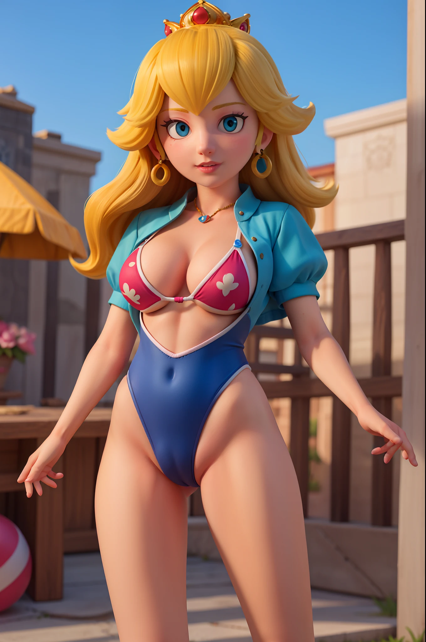 princess peach,swimsuit,High-quality graphics and realistic details on the skin